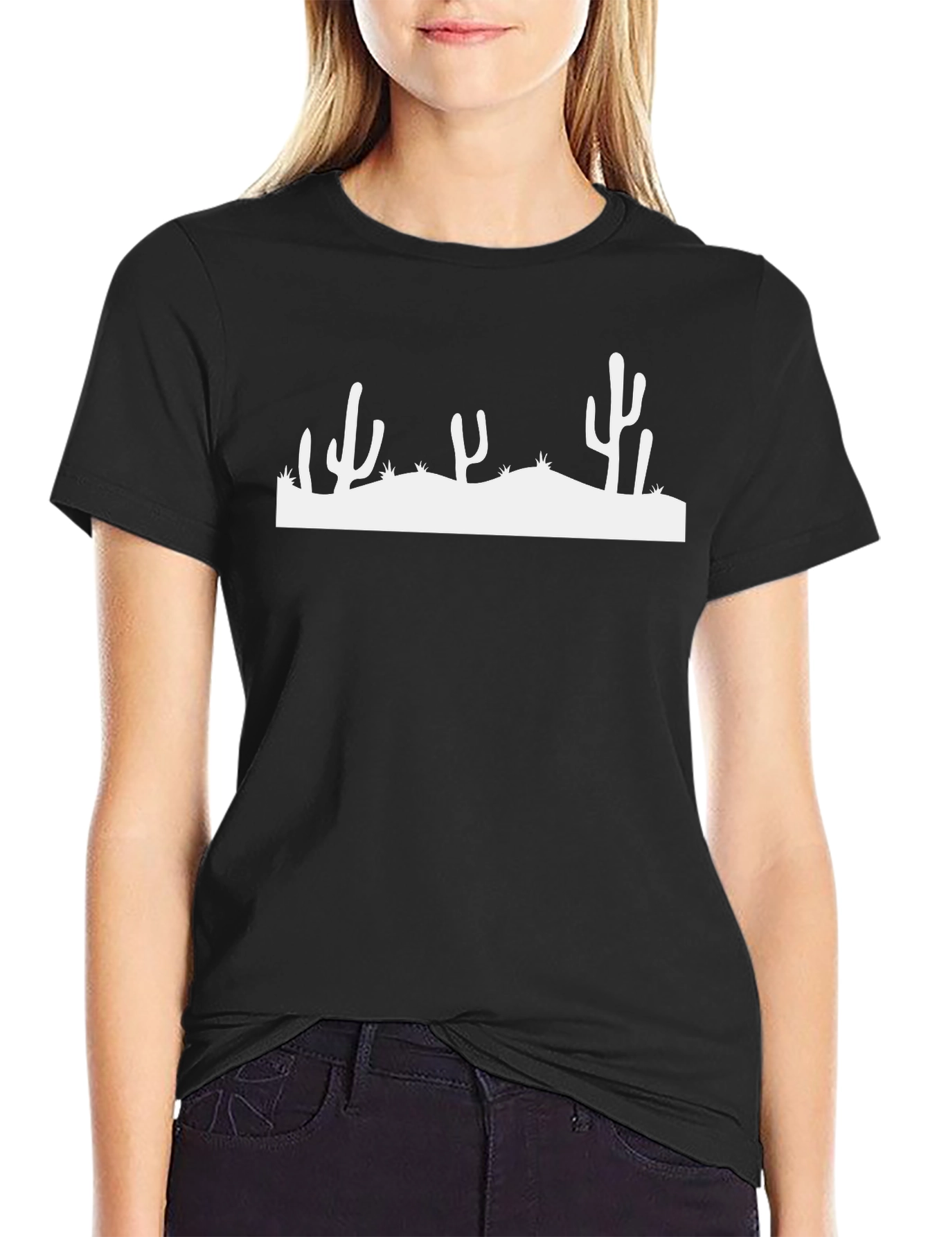 Cactus Silhouette Graphic T-Shirt - Black