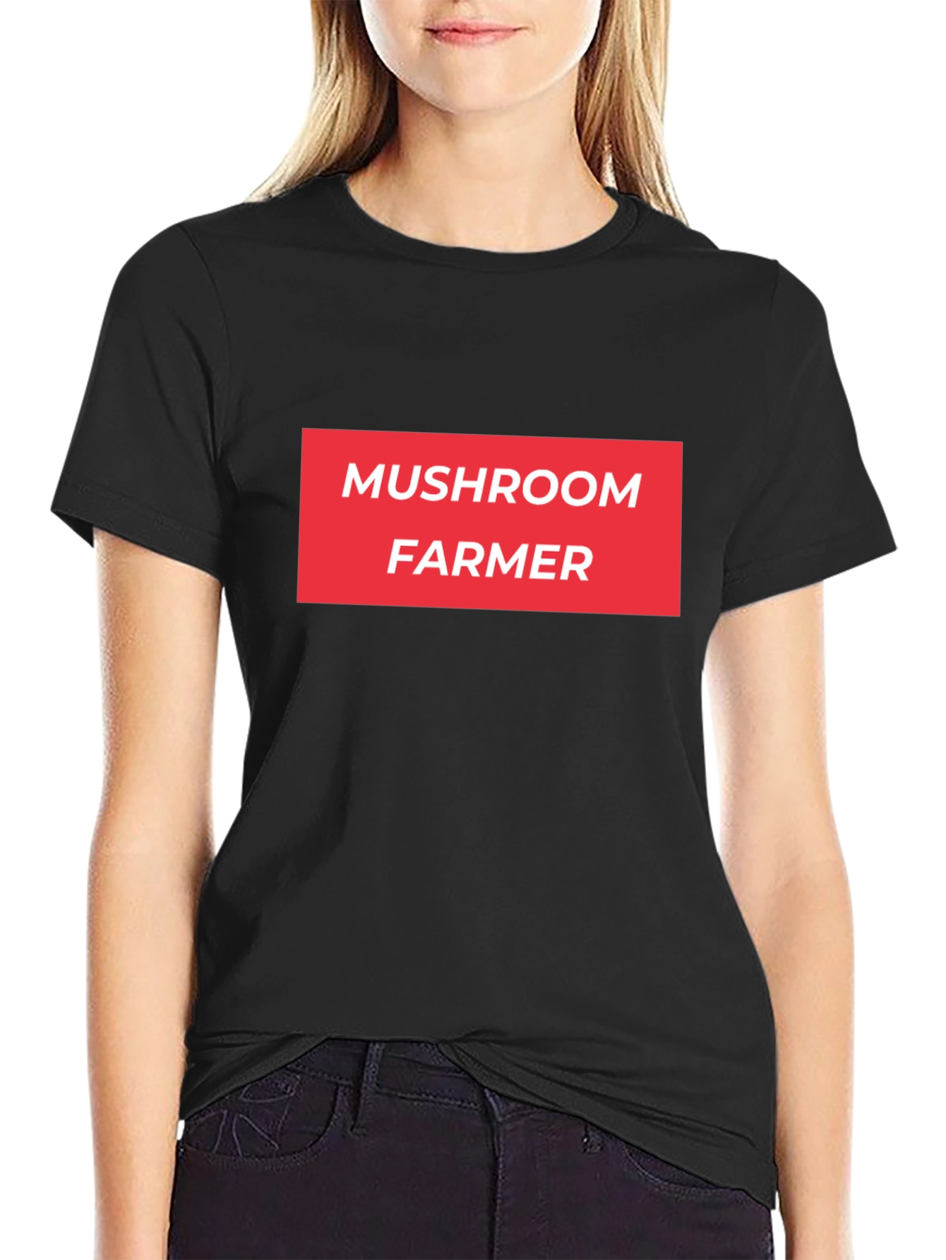 Mushroom Farmer Graphic Tee - Bold Red Text