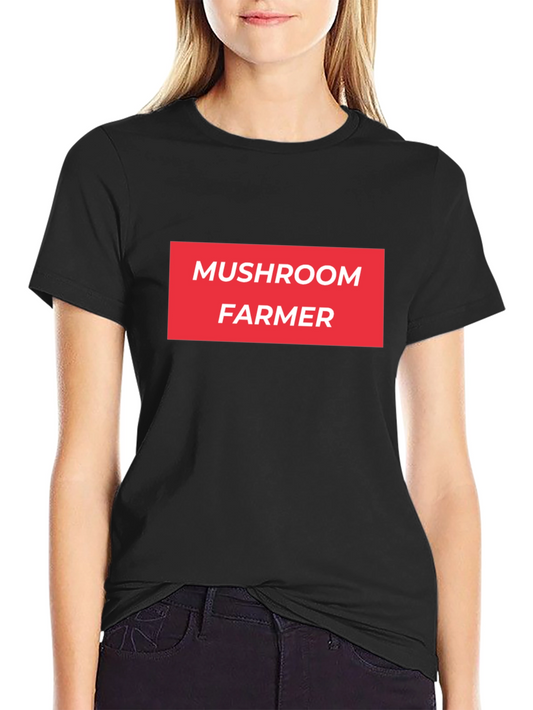 Mushroom Farmer Graphic Tee - Bold Red Text