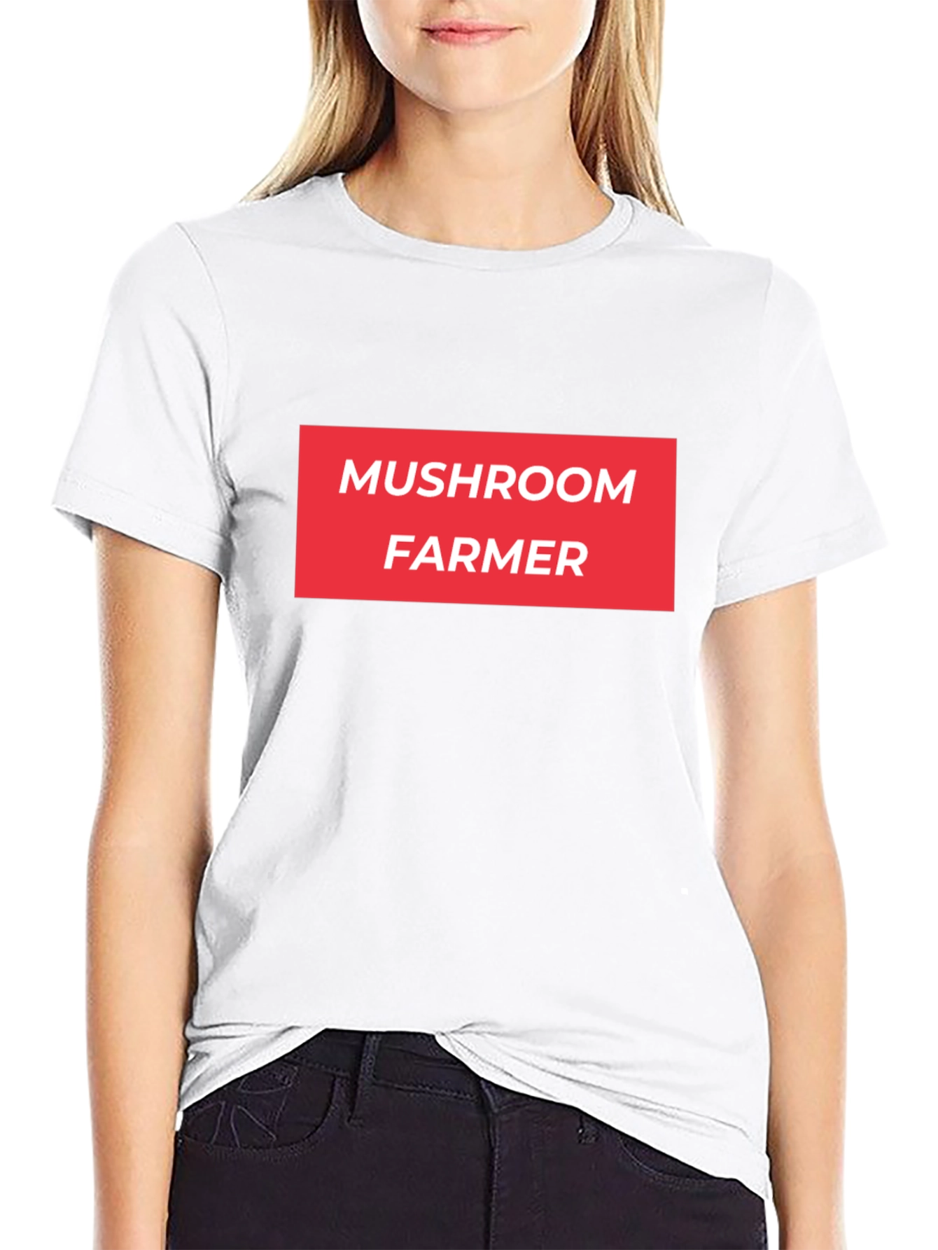 Mushroom Farmer Graphic Tee - Bold Red Text