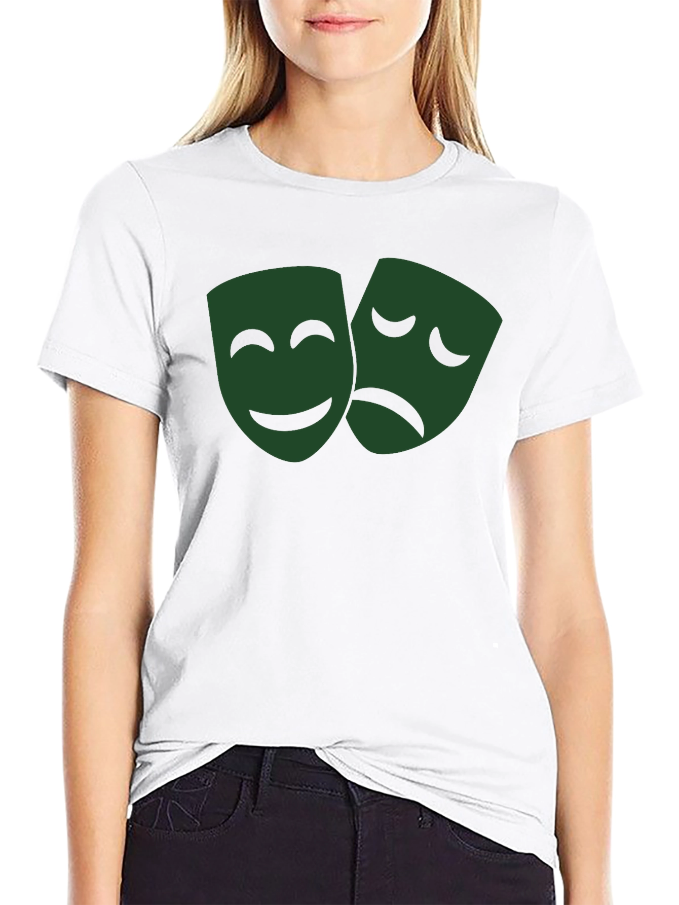 Drama Mask Graphic Tee - Black Cotton Blend