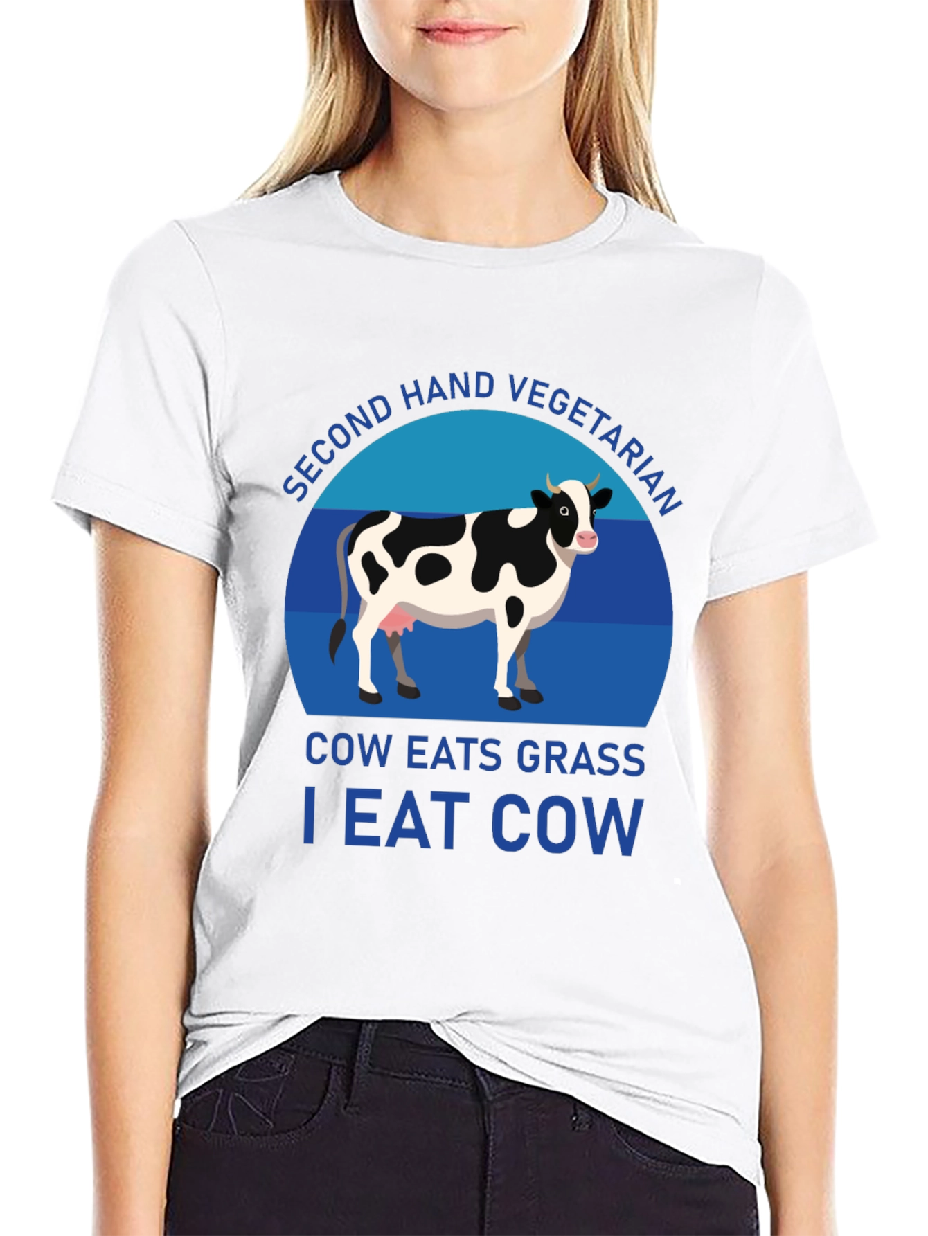 Second-Hand Vegetarian Cow Graphic T-Shirt
