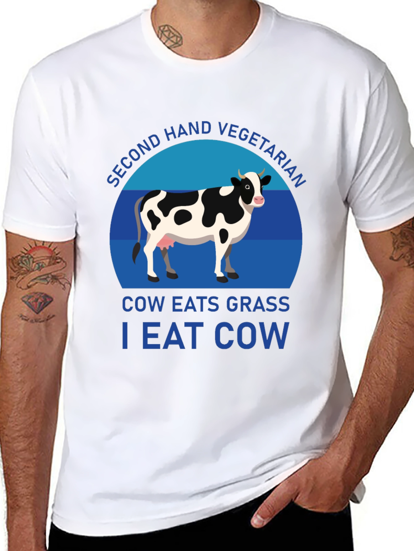 Second-Hand Vegetarian Cow Graphic T-Shirt