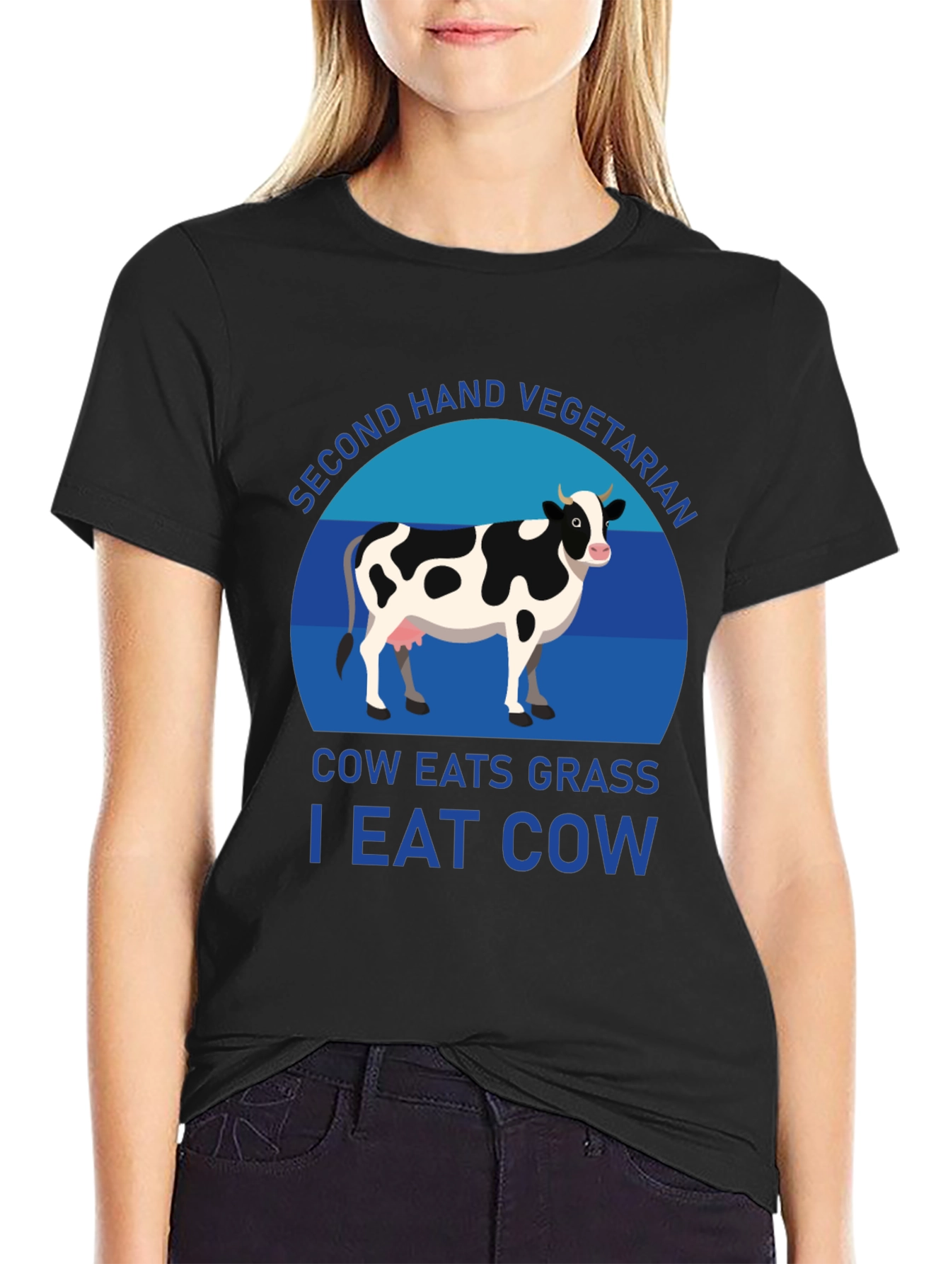 Second-Hand Vegetarian Cow Graphic T-Shirt