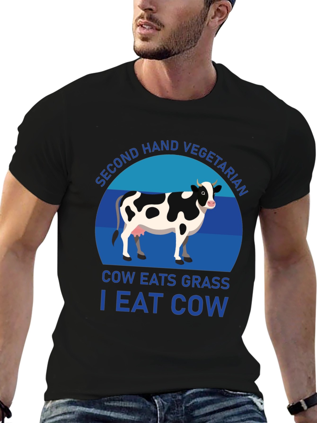 Second-Hand Vegetarian Cow Graphic T-Shirt