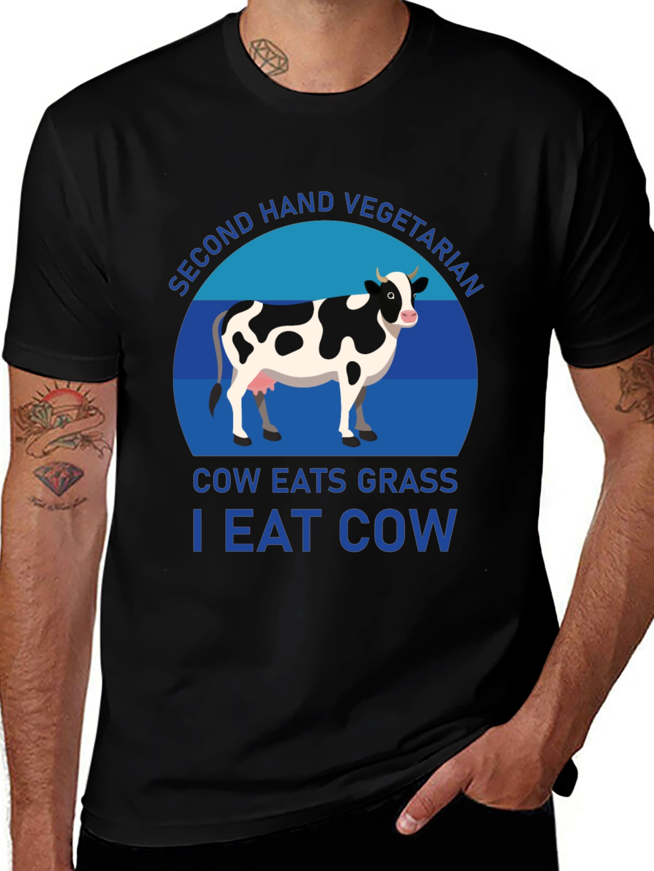 Second-Hand Vegetarian Cow Graphic T-Shirt