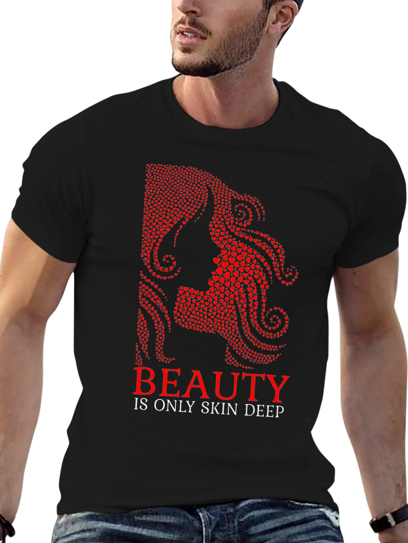 Beauty Skin Deep Heart Graphic Tee - Black