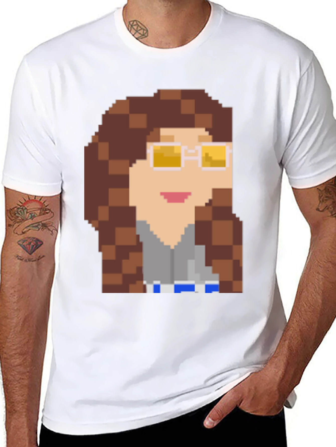 Pixelated Character Graphic T-Shirt - Retro Style