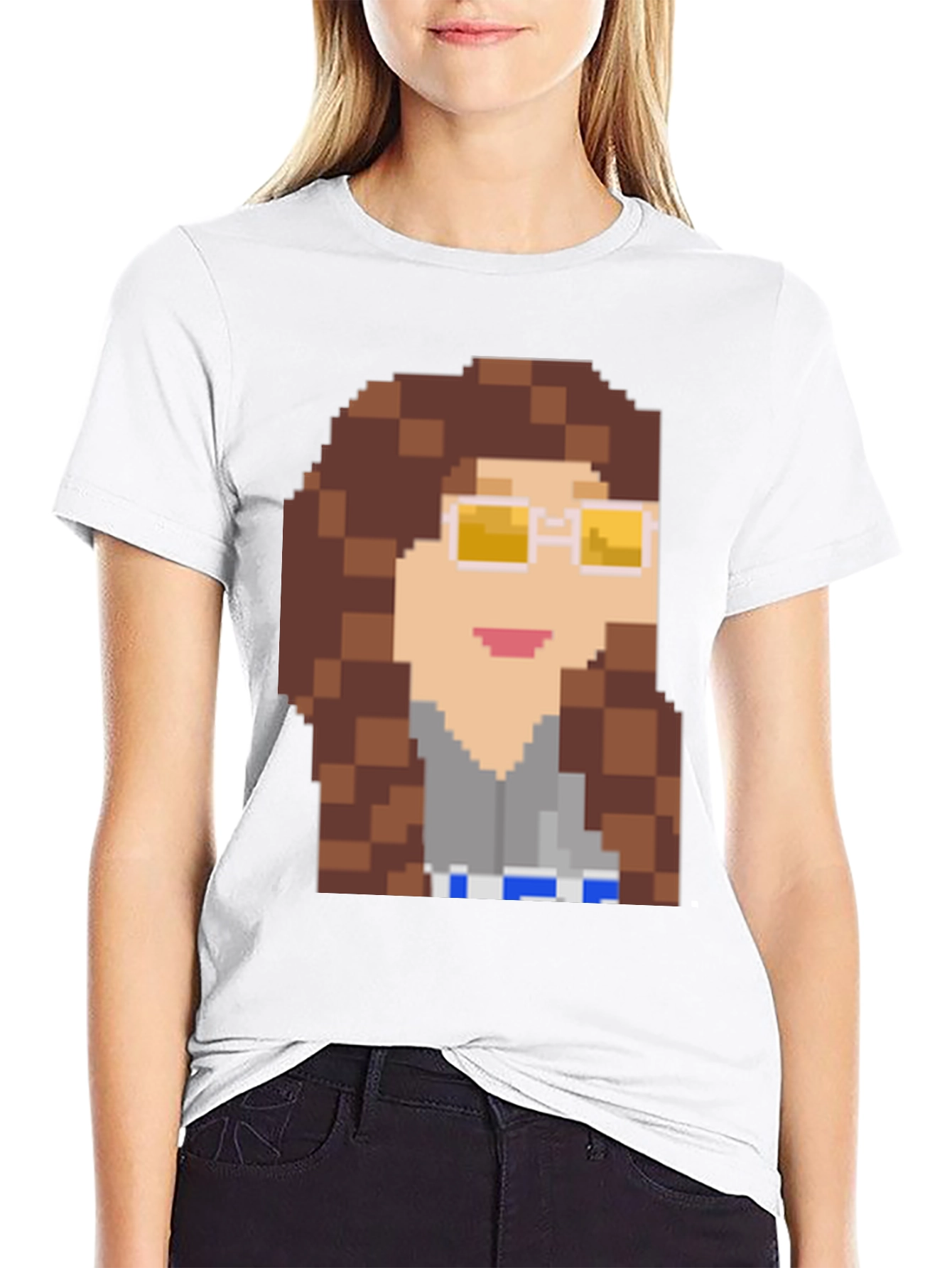 Pixelated Character Graphic T-Shirt - Retro Style