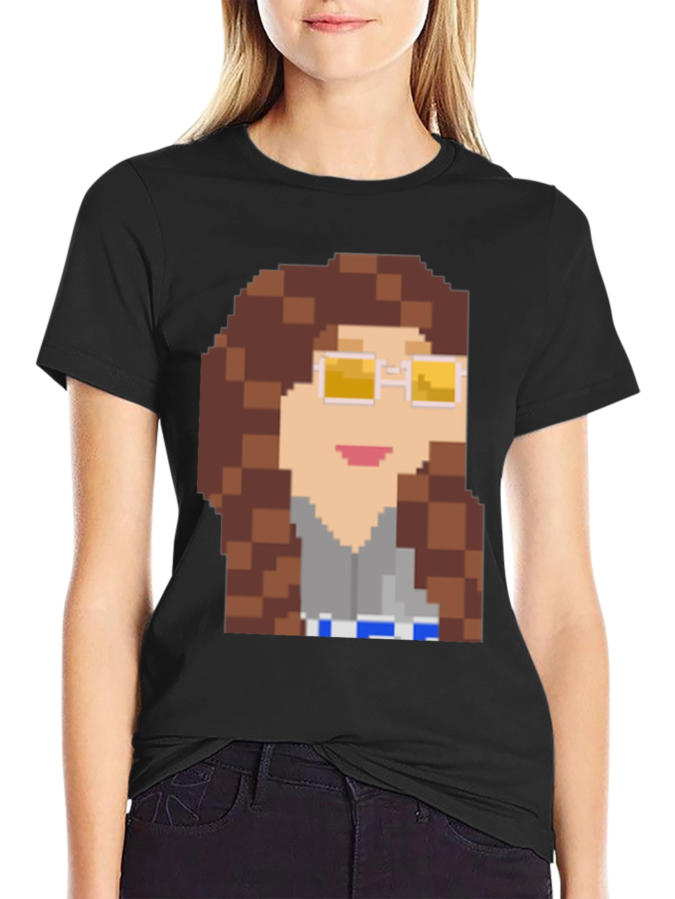 Pixelated Character Graphic T-Shirt - Retro Style