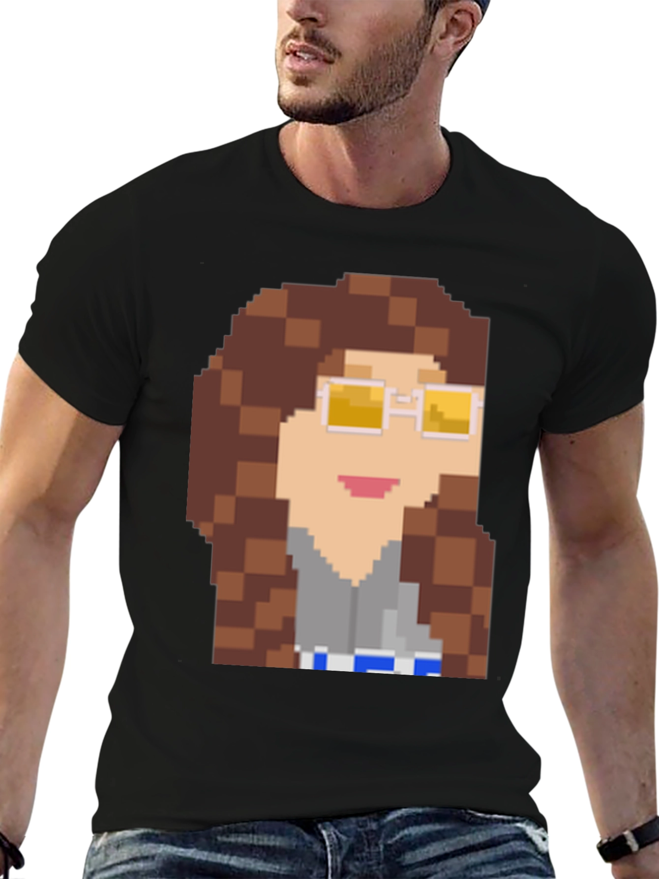 Pixelated Character Graphic T-Shirt - Retro Style