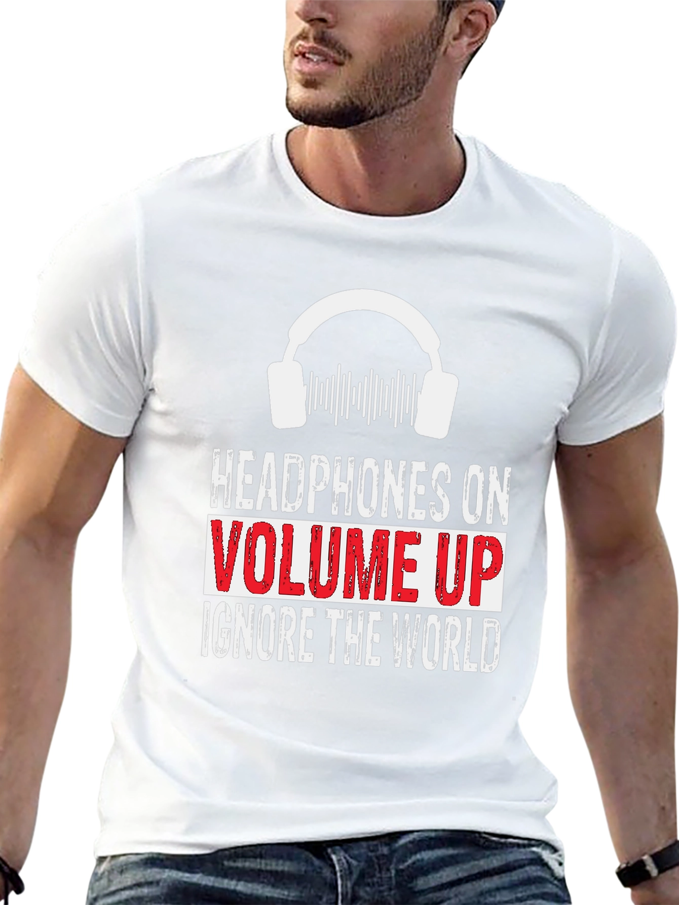 Headphones On Volume Up Graphic T-Shirt