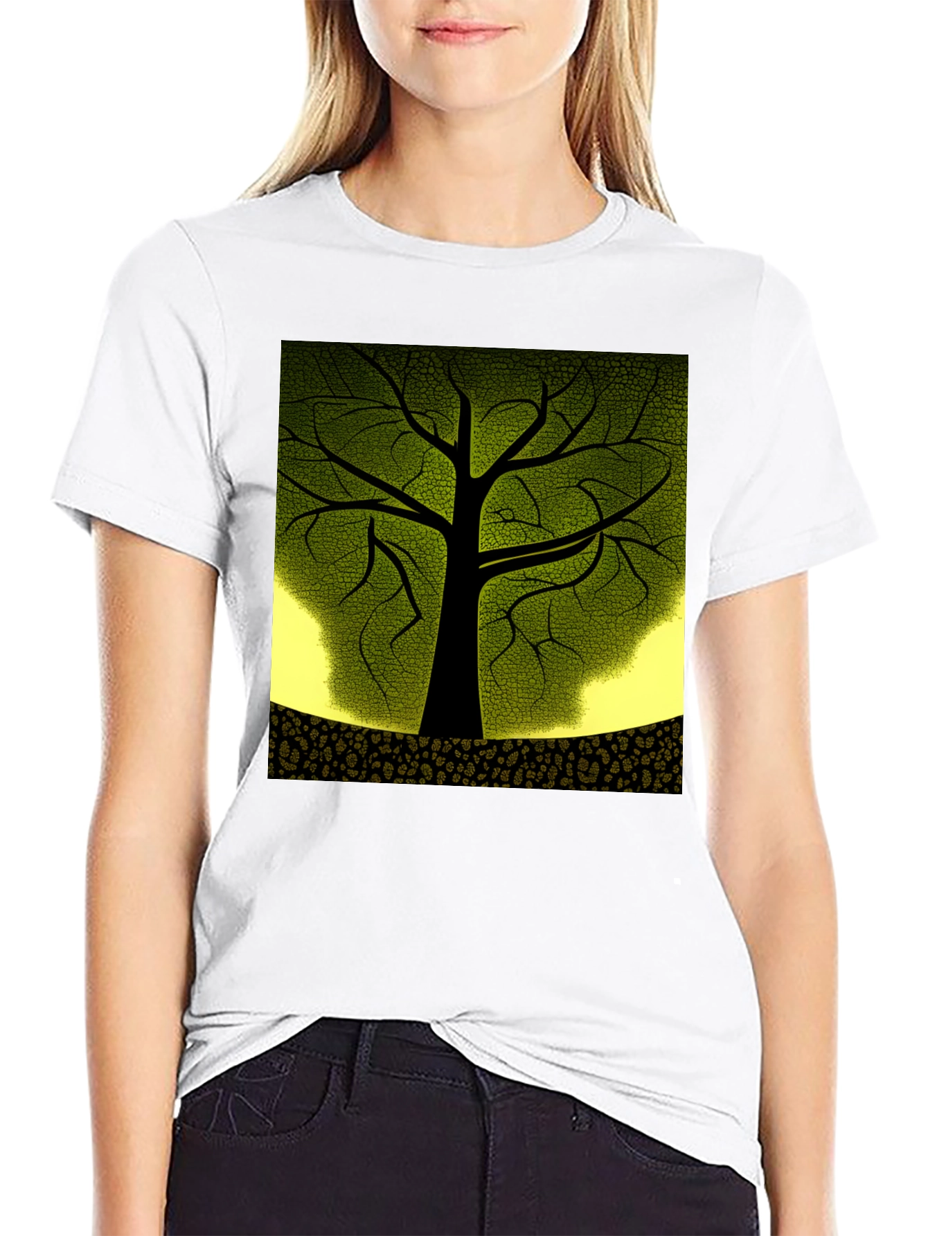 Nature Inspired Tree Graphic Black T-Shirt