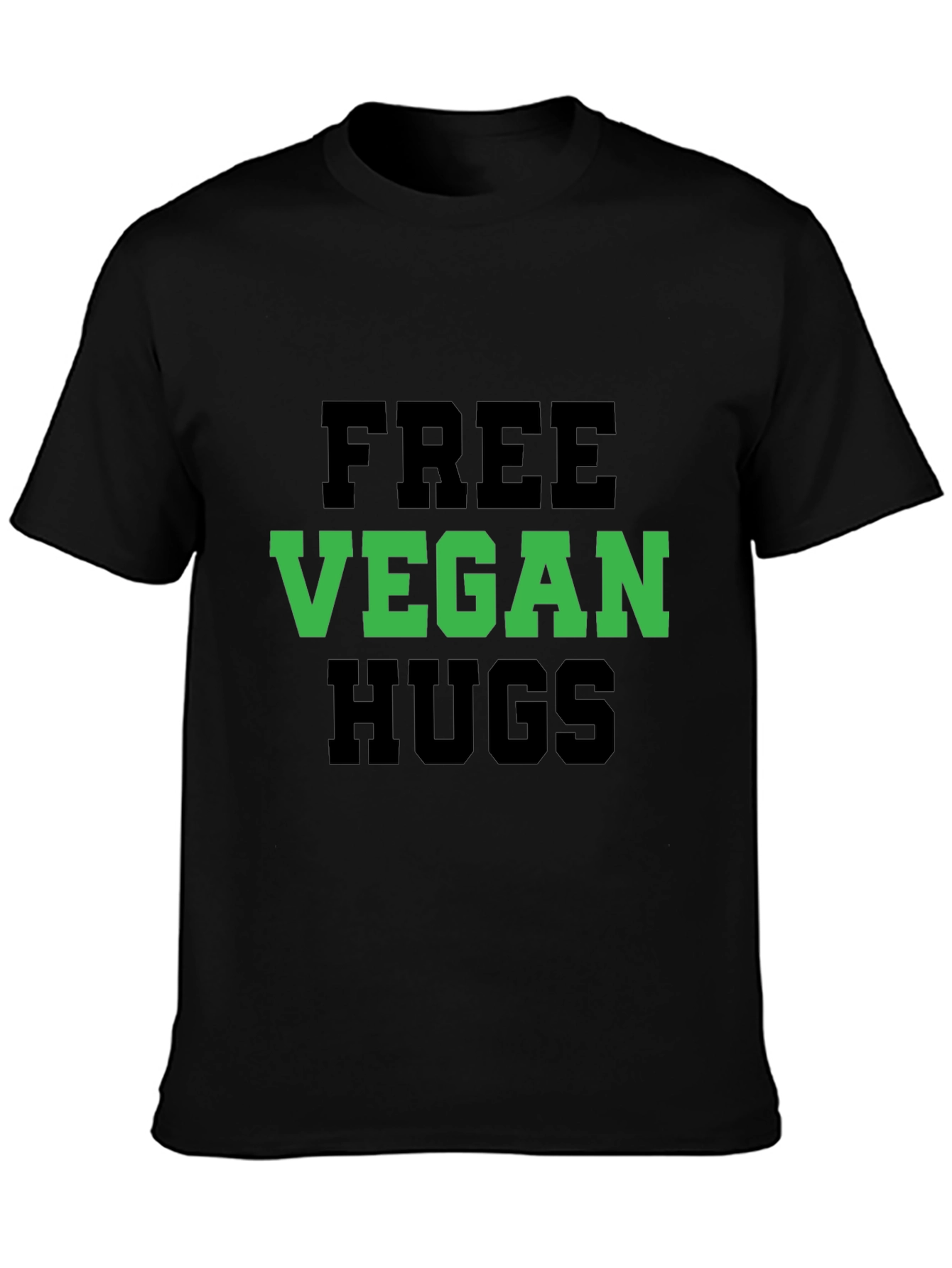 Vegan Hugs T-Shirt - Black Crew Neck Tee