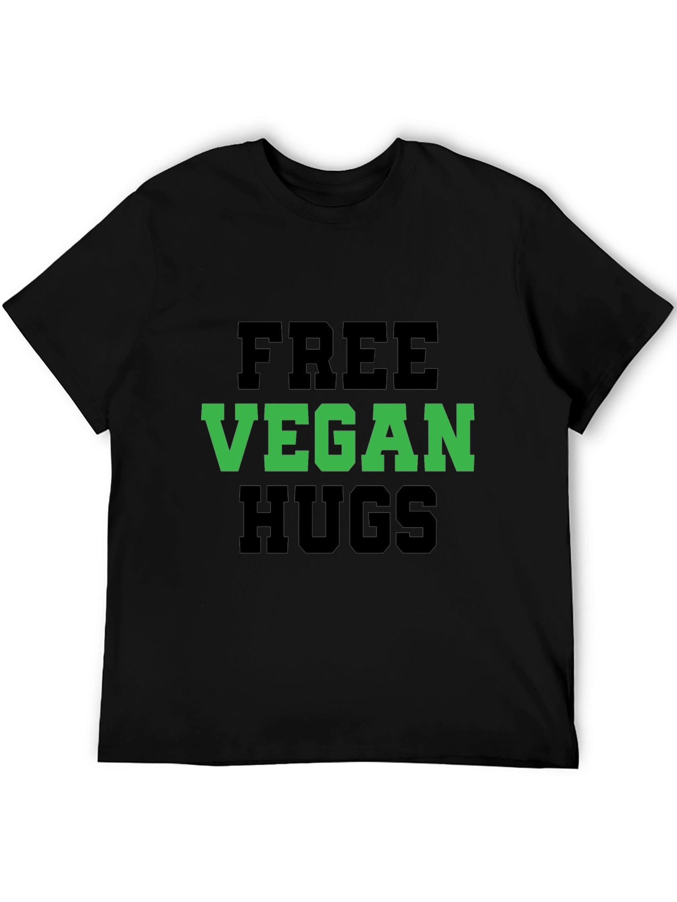Vegan Hugs T-Shirt - Black Crew Neck Tee