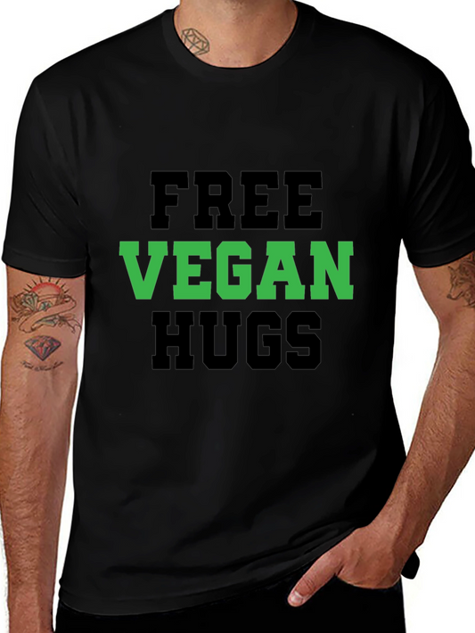 Vegan Hugs T-Shirt - Black Crew Neck Tee