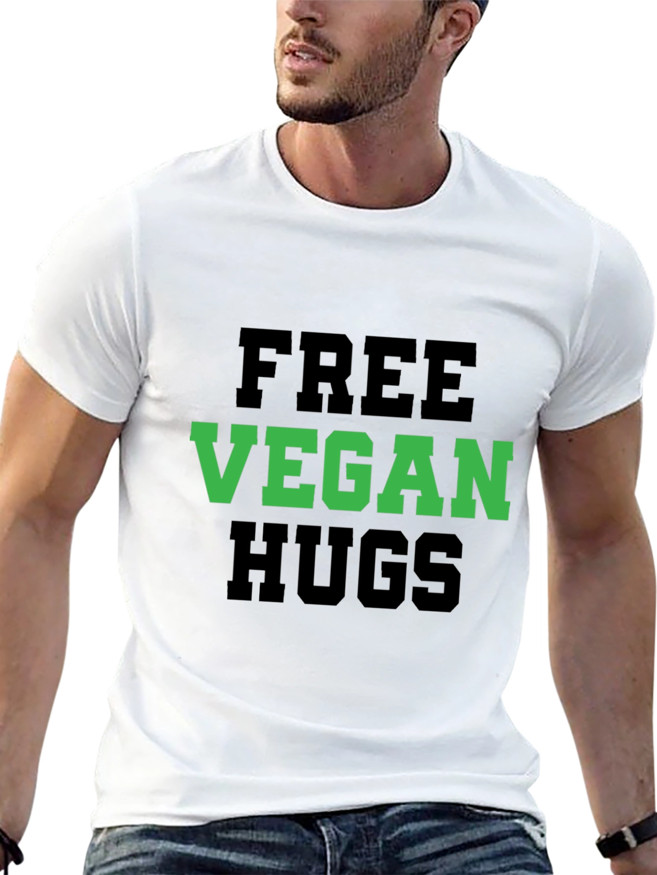 Vegan Hugs T-Shirt - Black Crew Neck Tee