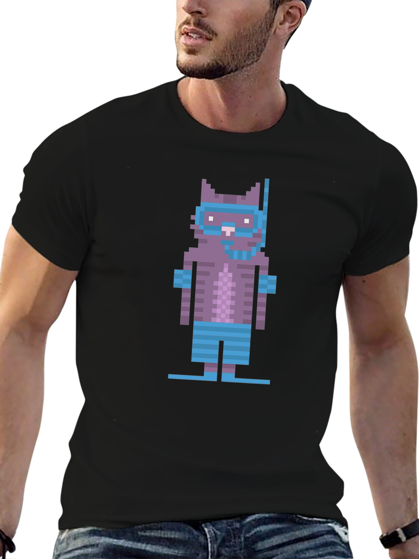 Pixel Cat Snorkel T-Shirt - Retro Gaming Style