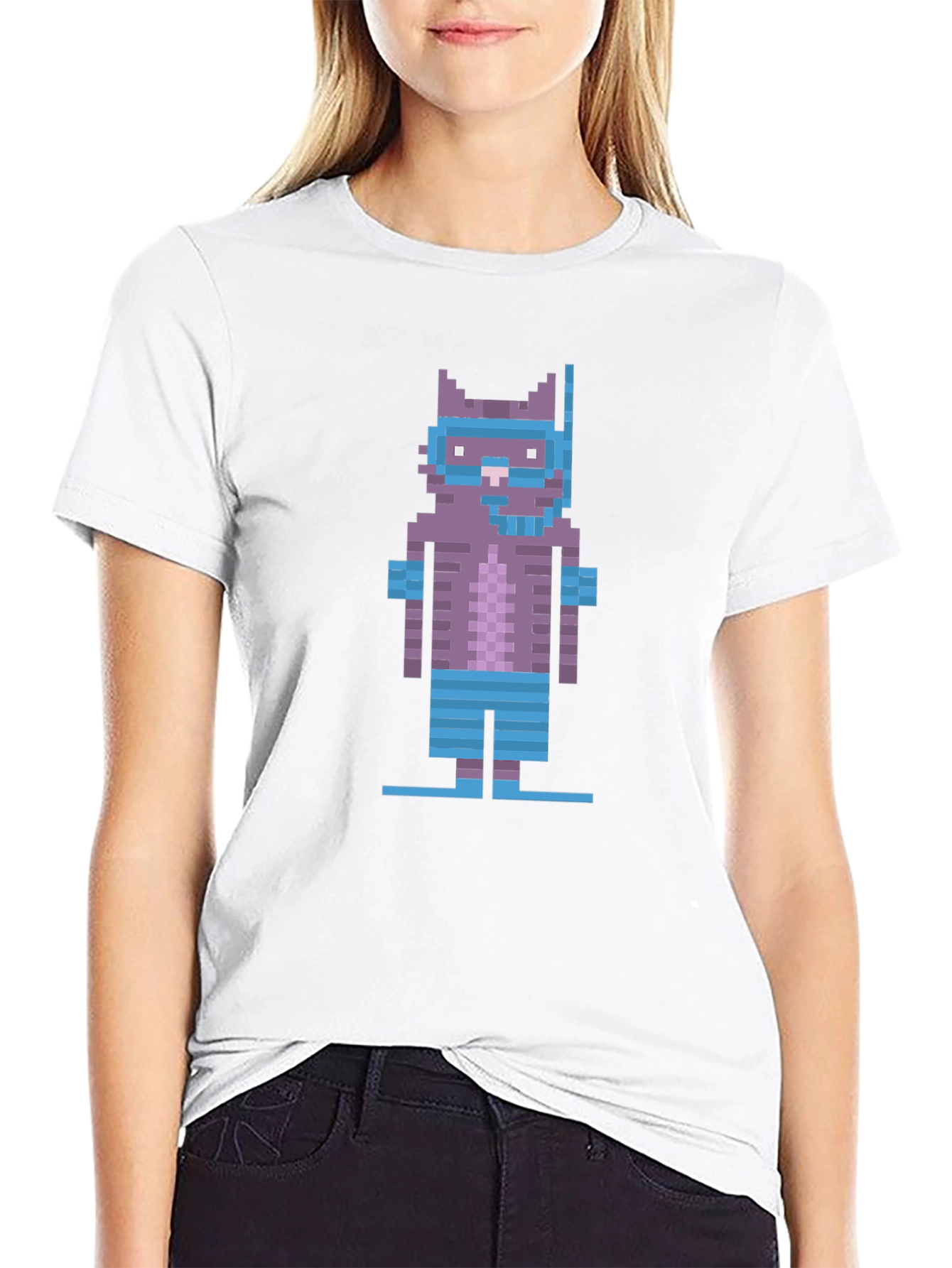 Pixel Cat Snorkel T-Shirt - Retro Gaming Style
