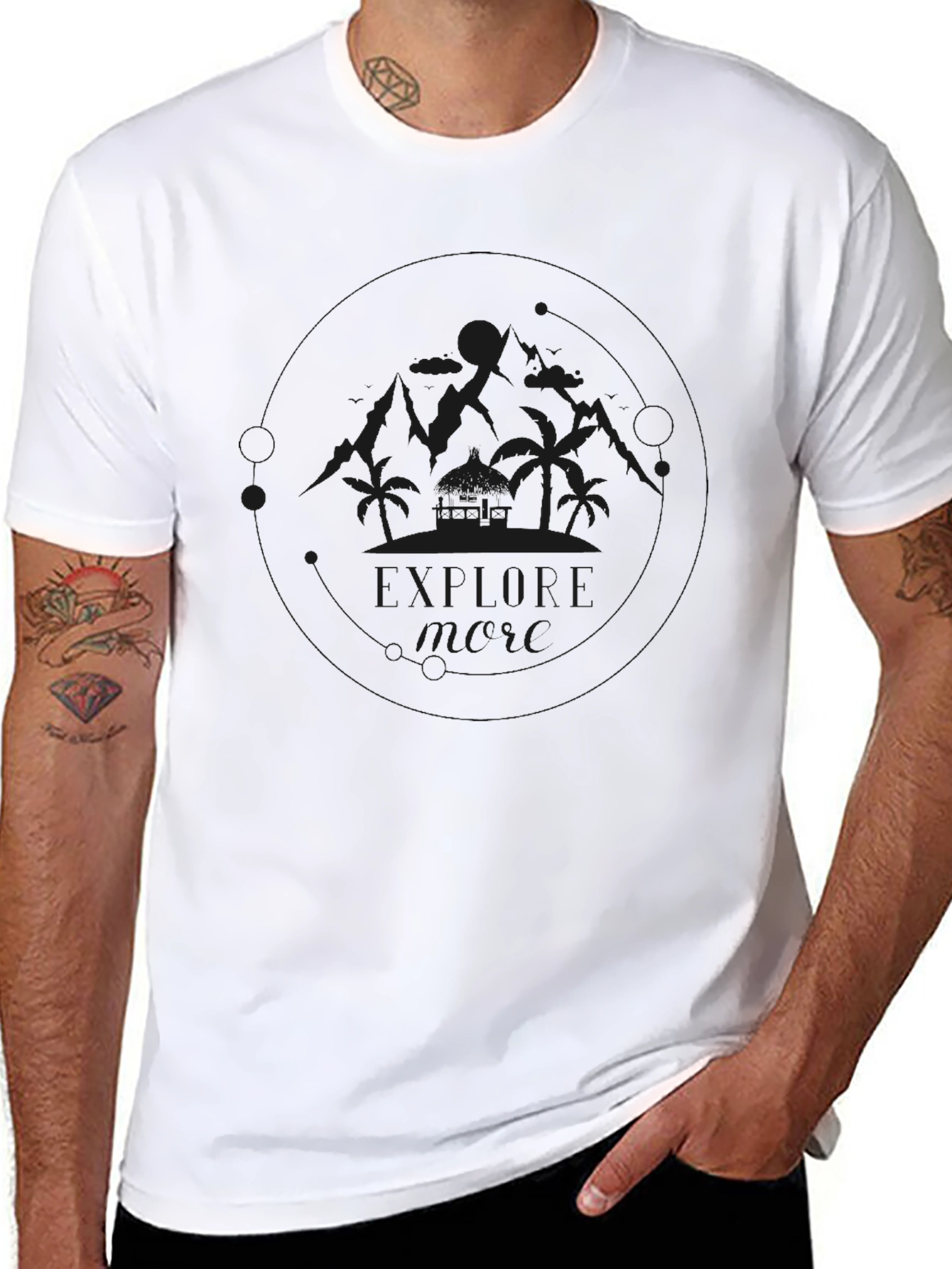 Mens Black Graphic Tee - Island Design