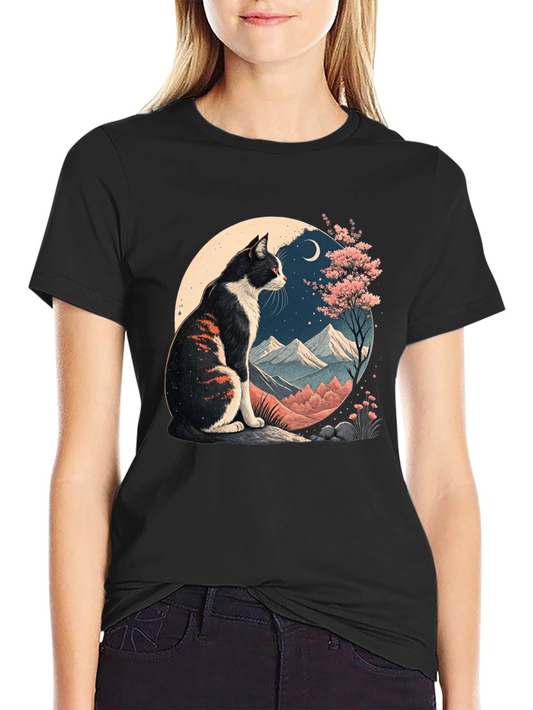 Artistic Cat Landscape Graphic Tee