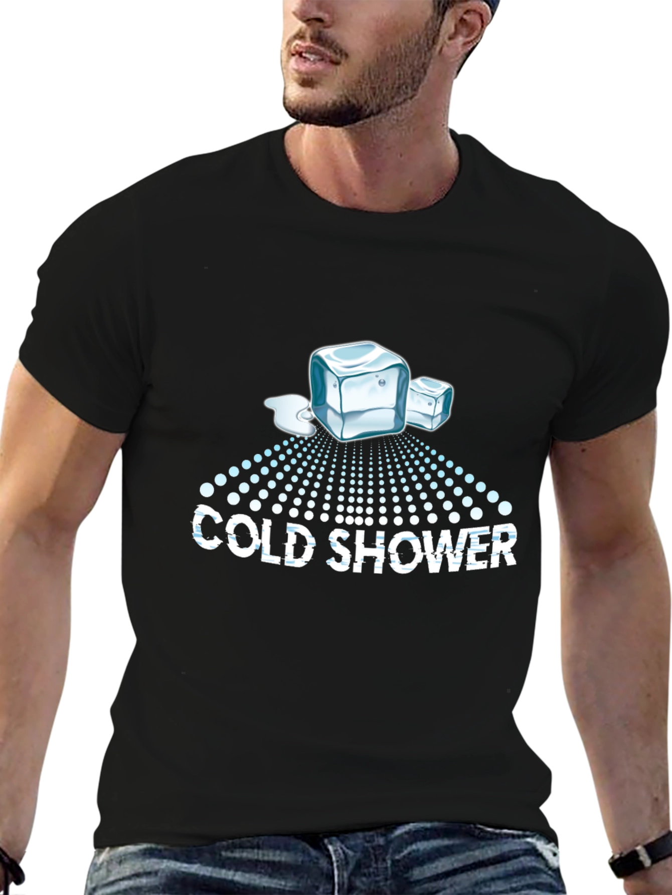 Cold Shower Graphic T-Shirt - Cool Ice Cube Design