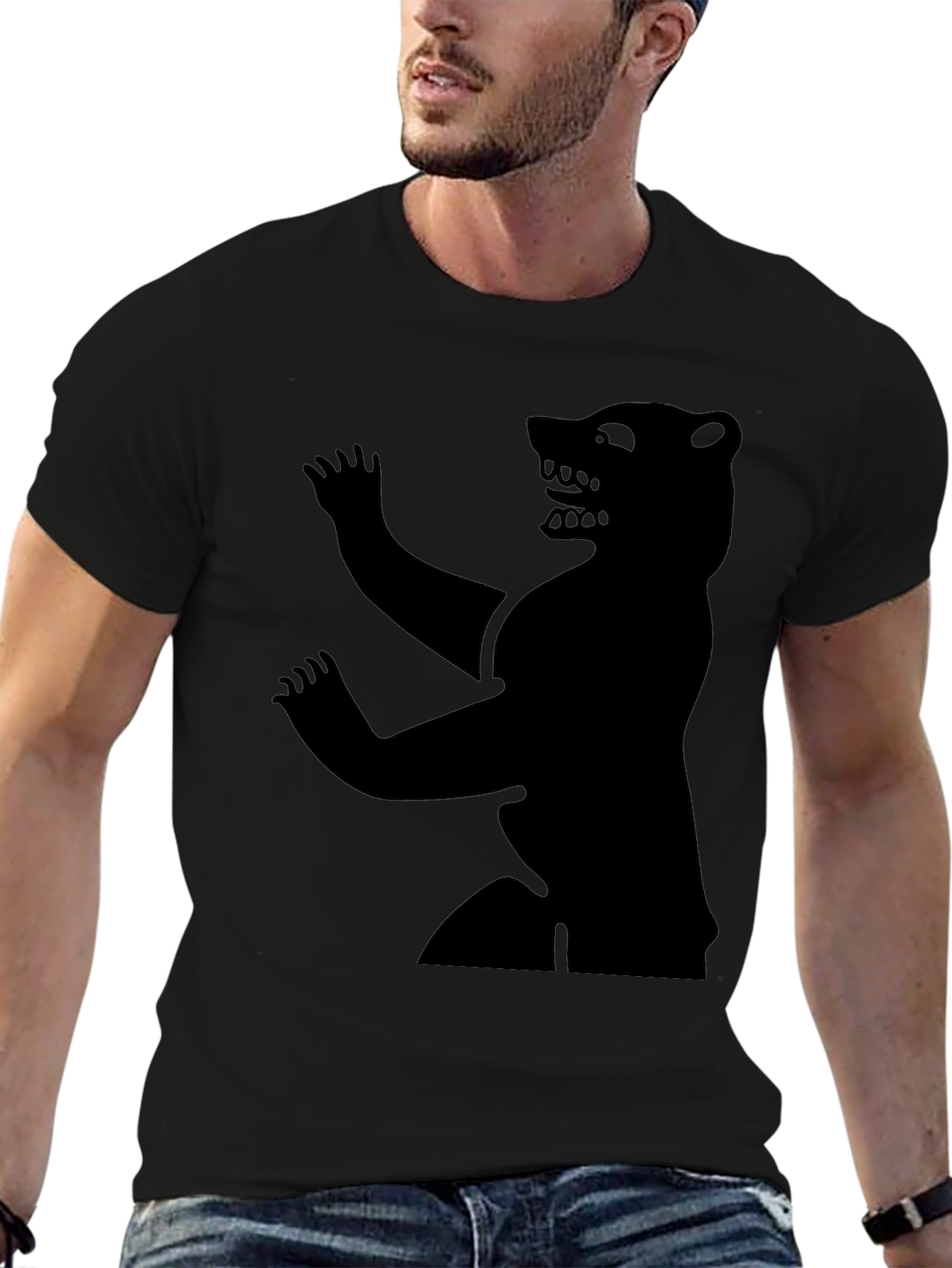 Mens Black Bear Graphic Tee