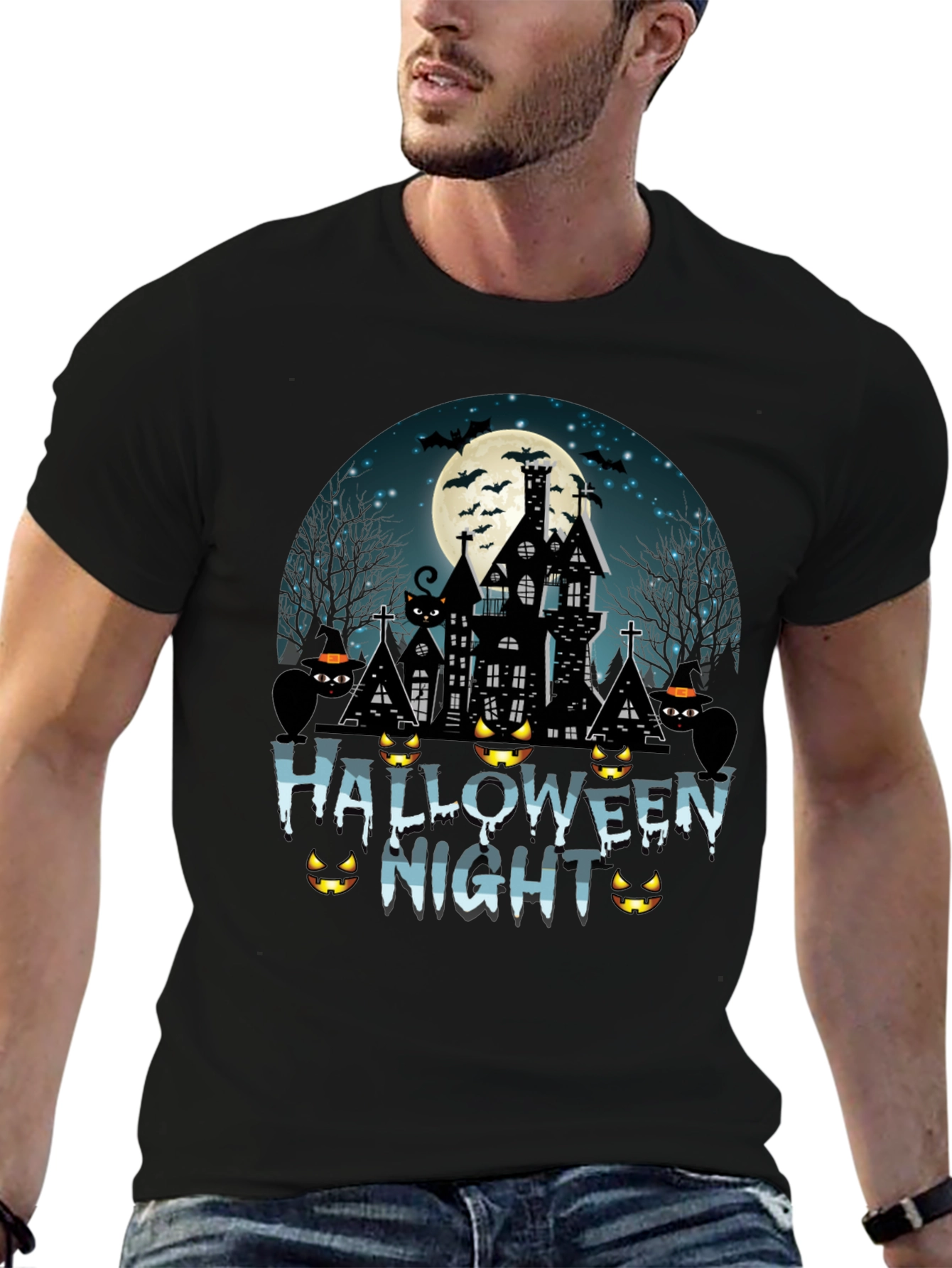 Halloween Night T-Shirt - Spooky Black Tee