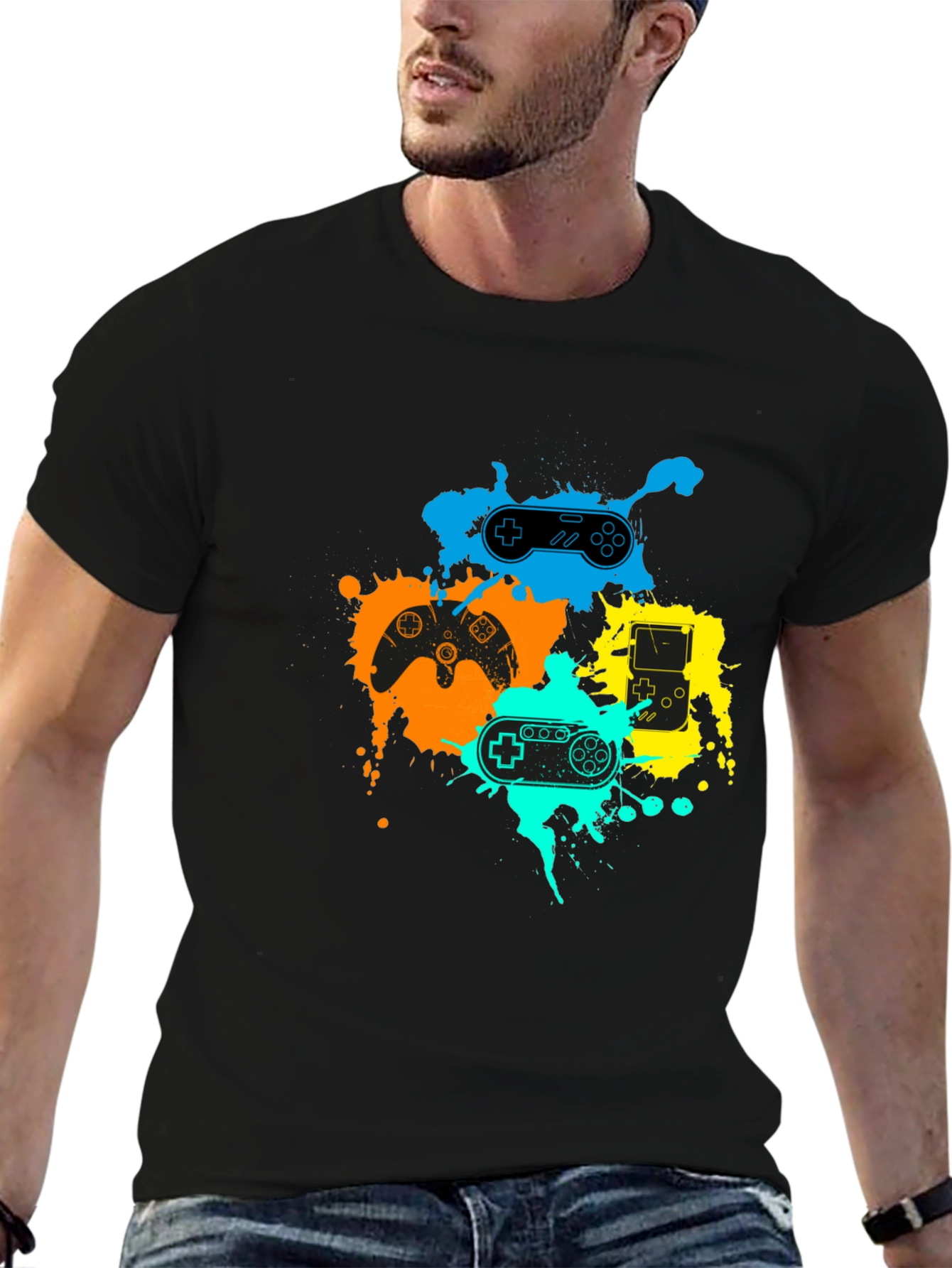Gaming Controller Graphic T-Shirt - Black
