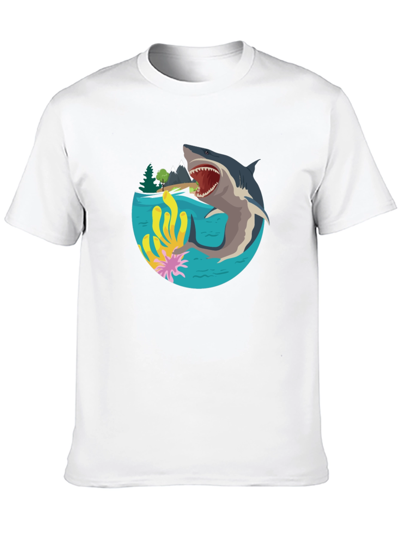 Shark Graphic Print T-Shirt - Black