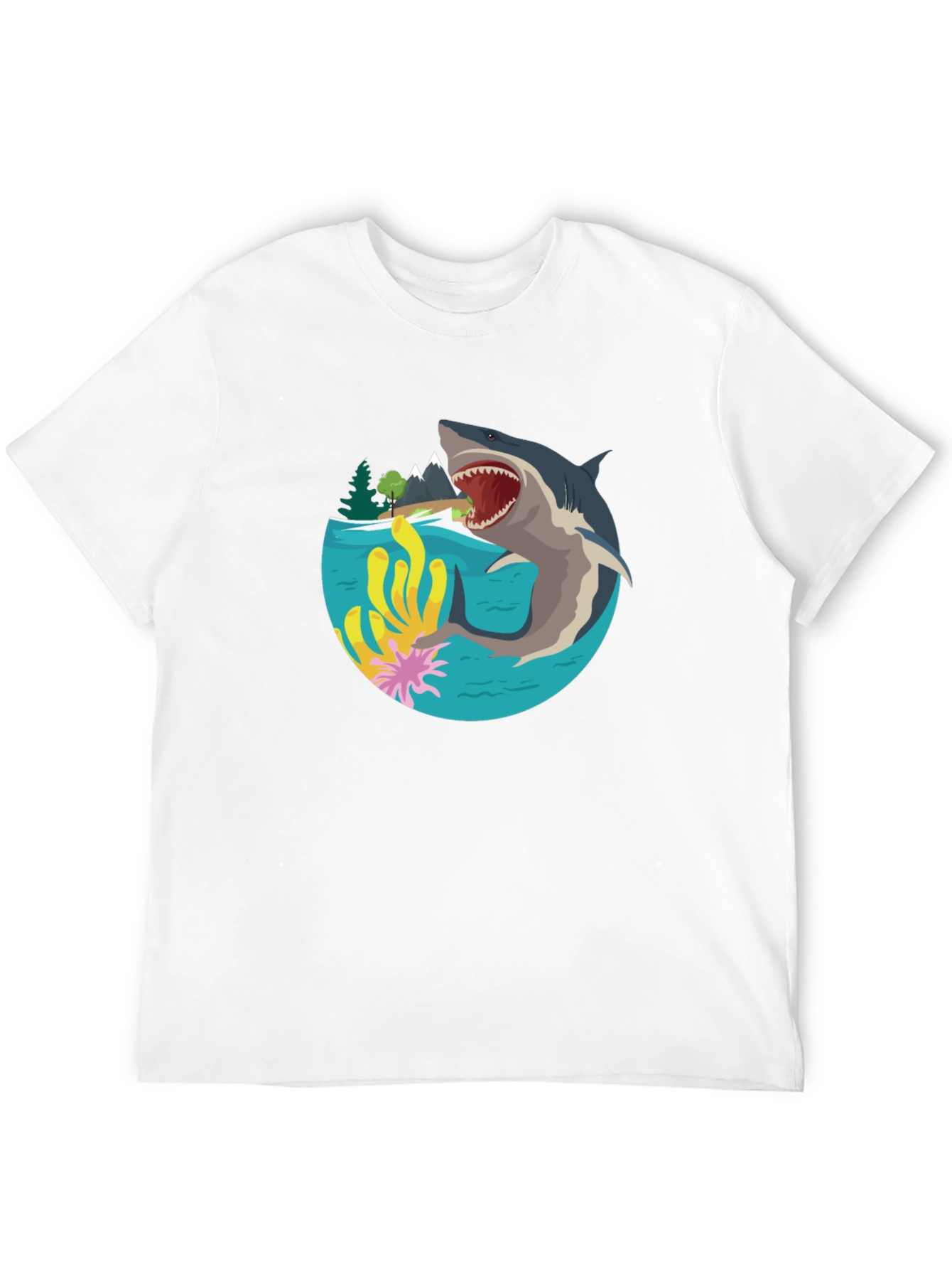 Shark Graphic Print T-Shirt - Black