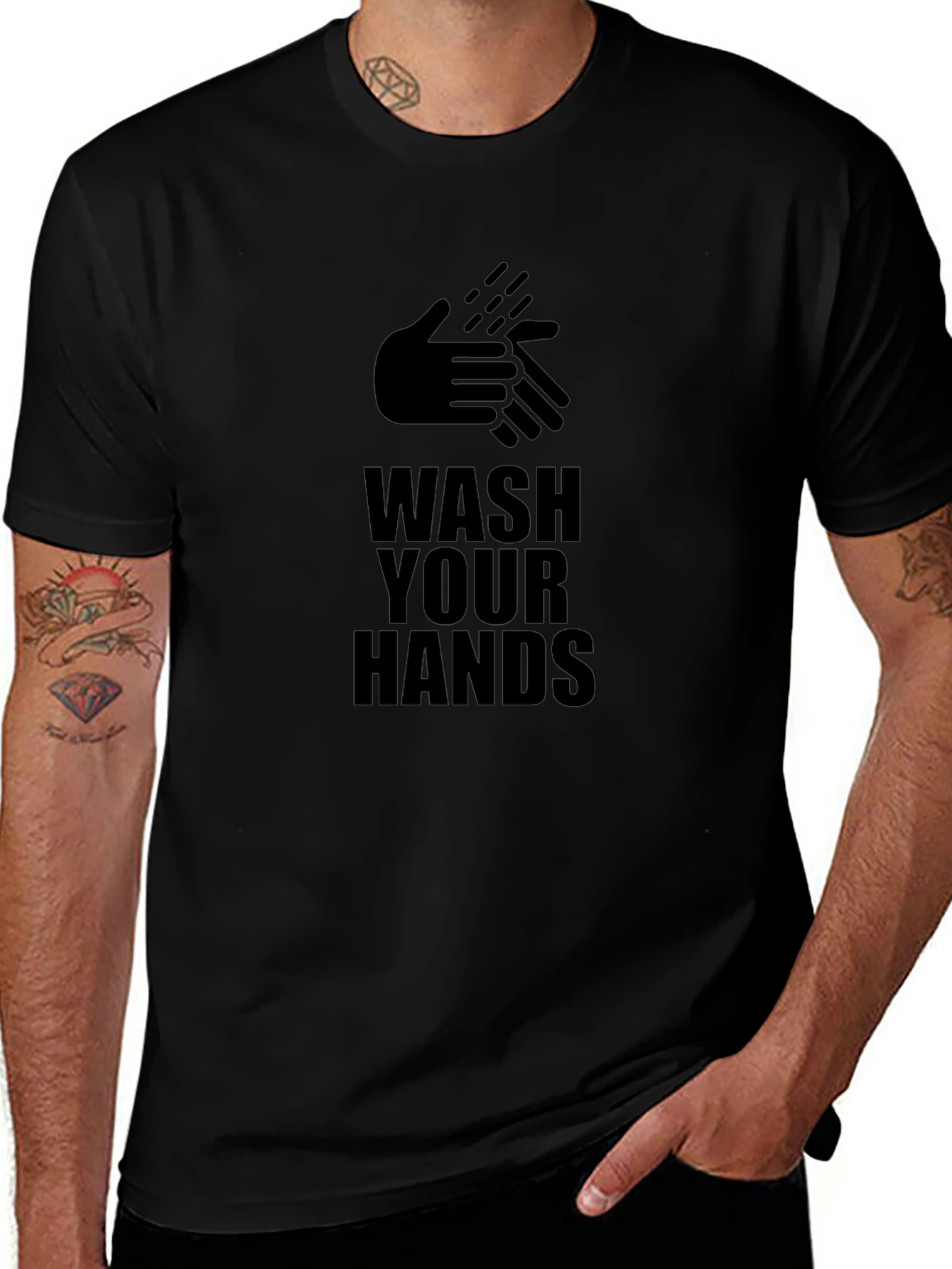 Wash Your Hands Graphic Tee - Black