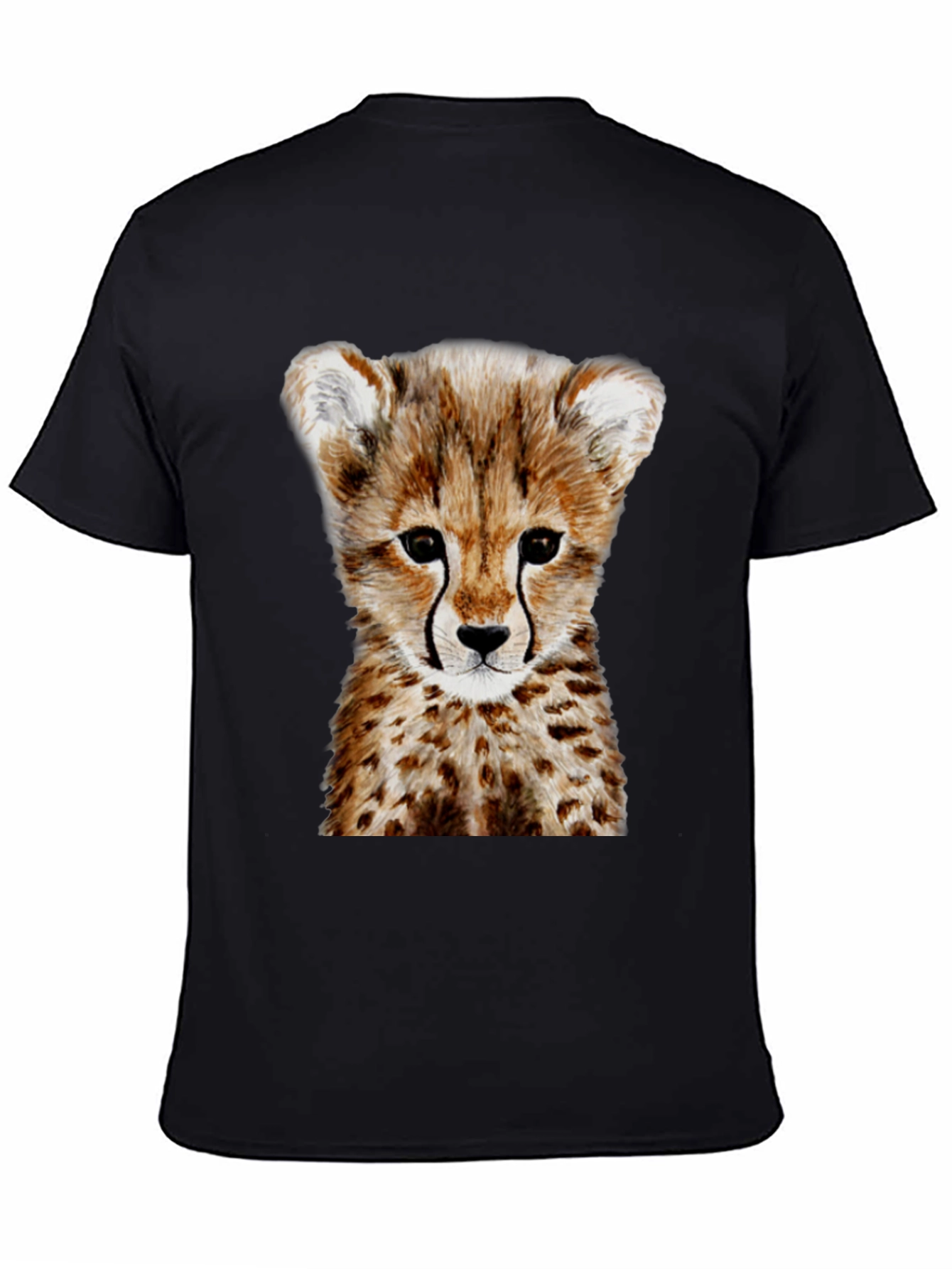 Cheetah Cub Graphic Tee - Black Cotton T-Shirt