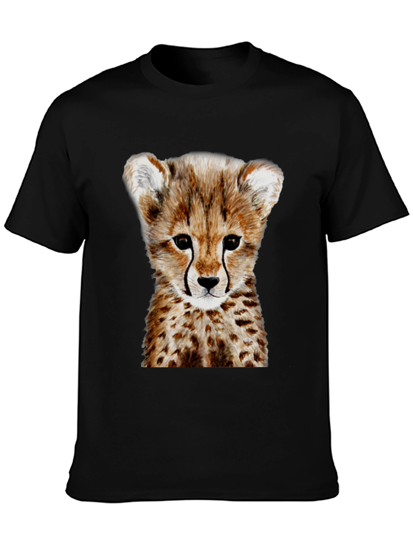 Cheetah Cub Graphic Tee - Black Cotton T-Shirt