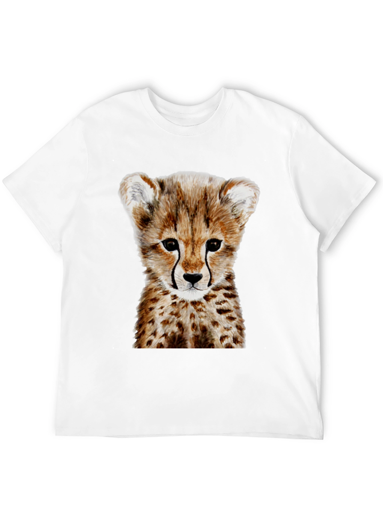 Cheetah Cub Graphic Tee - Black Cotton T-Shirt
