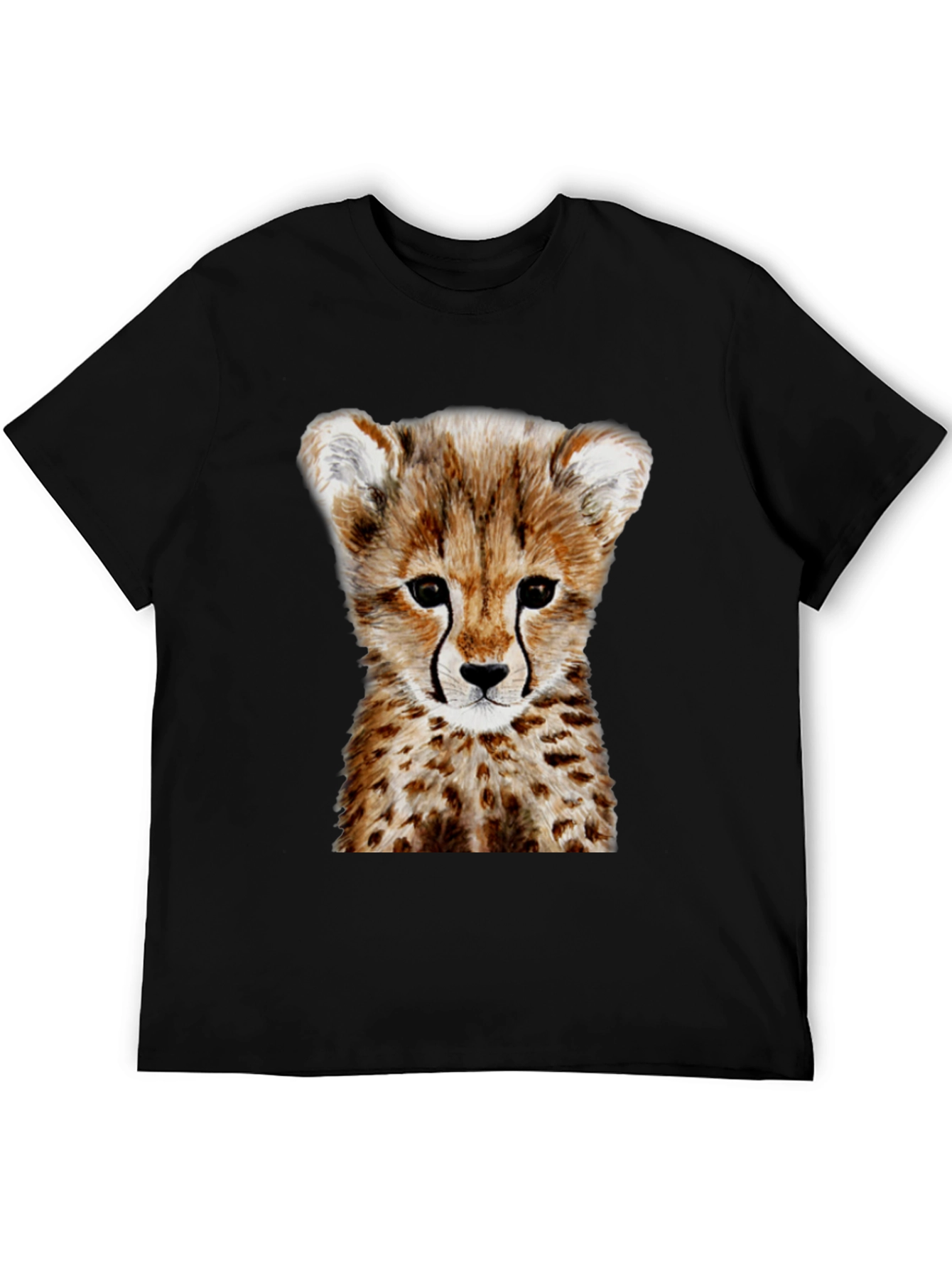 Cheetah Cub Graphic Tee - Black Cotton T-Shirt