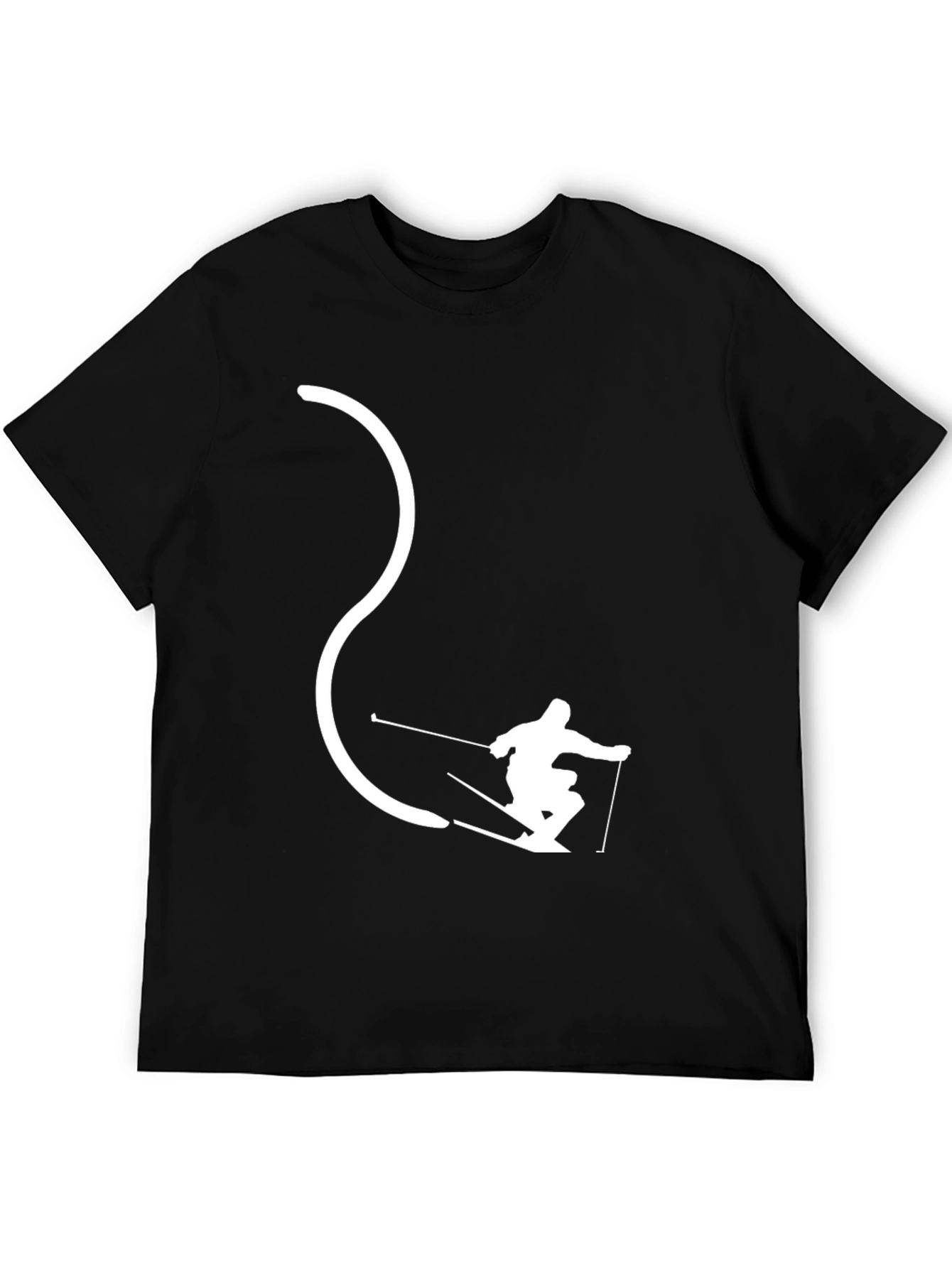 Skier Silhouette Black T-Shirt