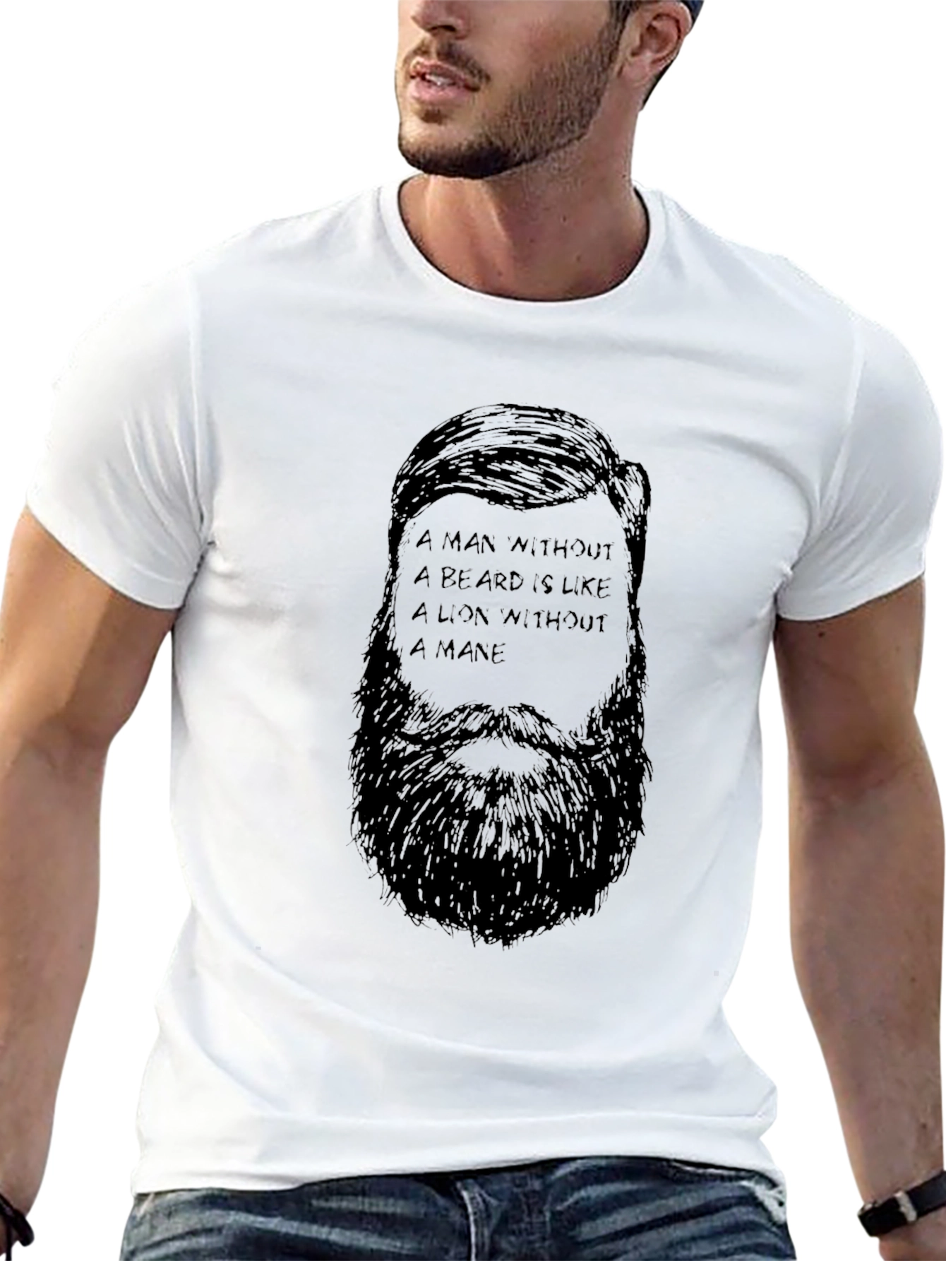 Bearded Man Quote Graphic Tee - Black