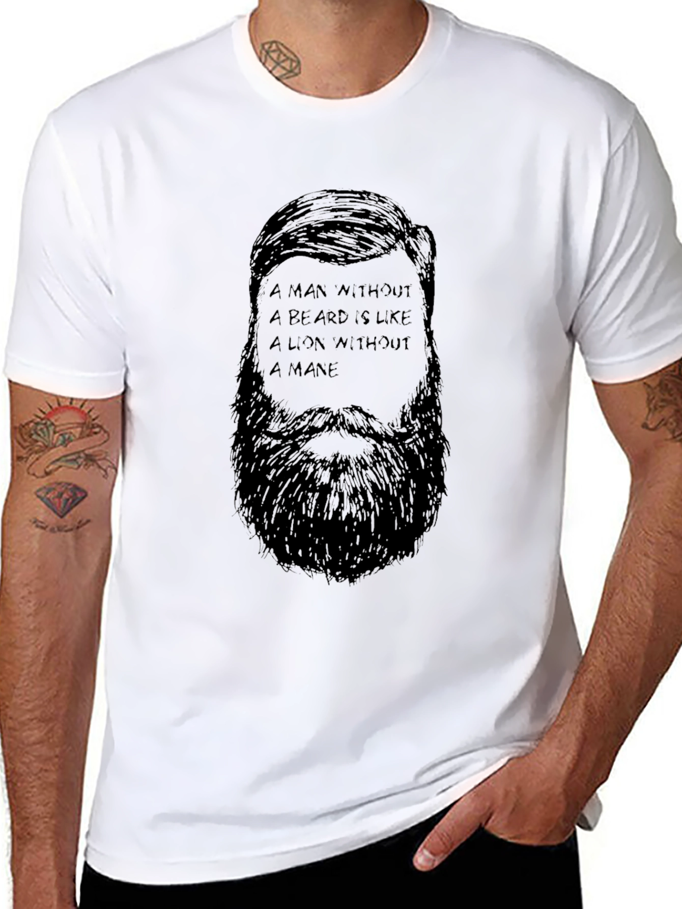 Bearded Man Quote Graphic Tee - Black