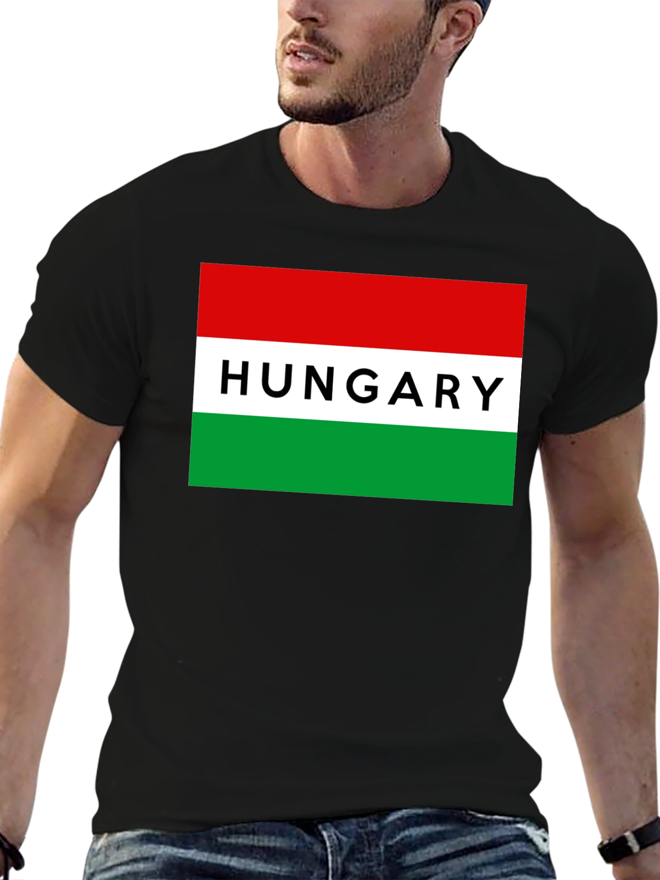 Hungary Flag T-Shirt - Black Cotton Tee