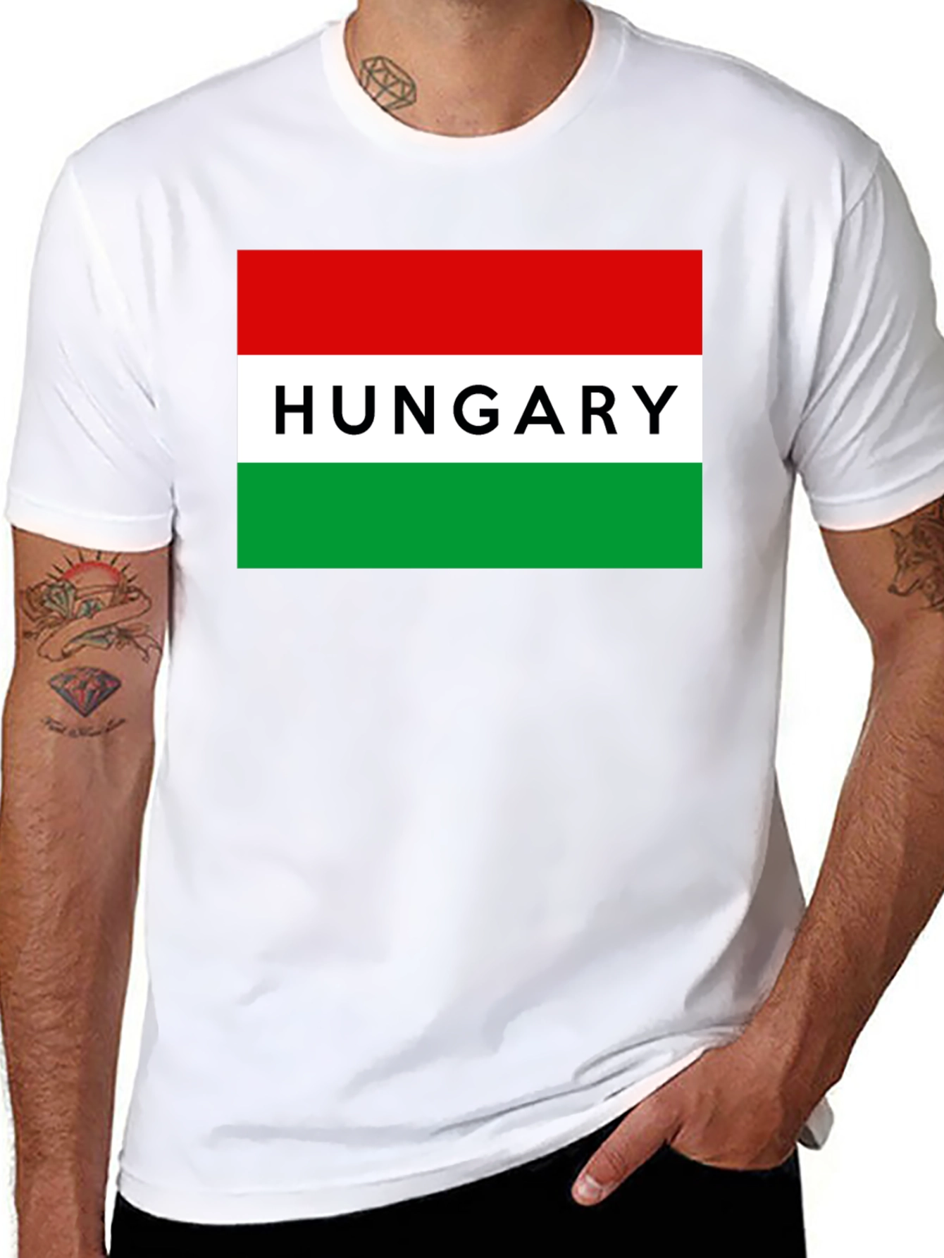 Hungary Flag T-Shirt - Black Cotton Tee