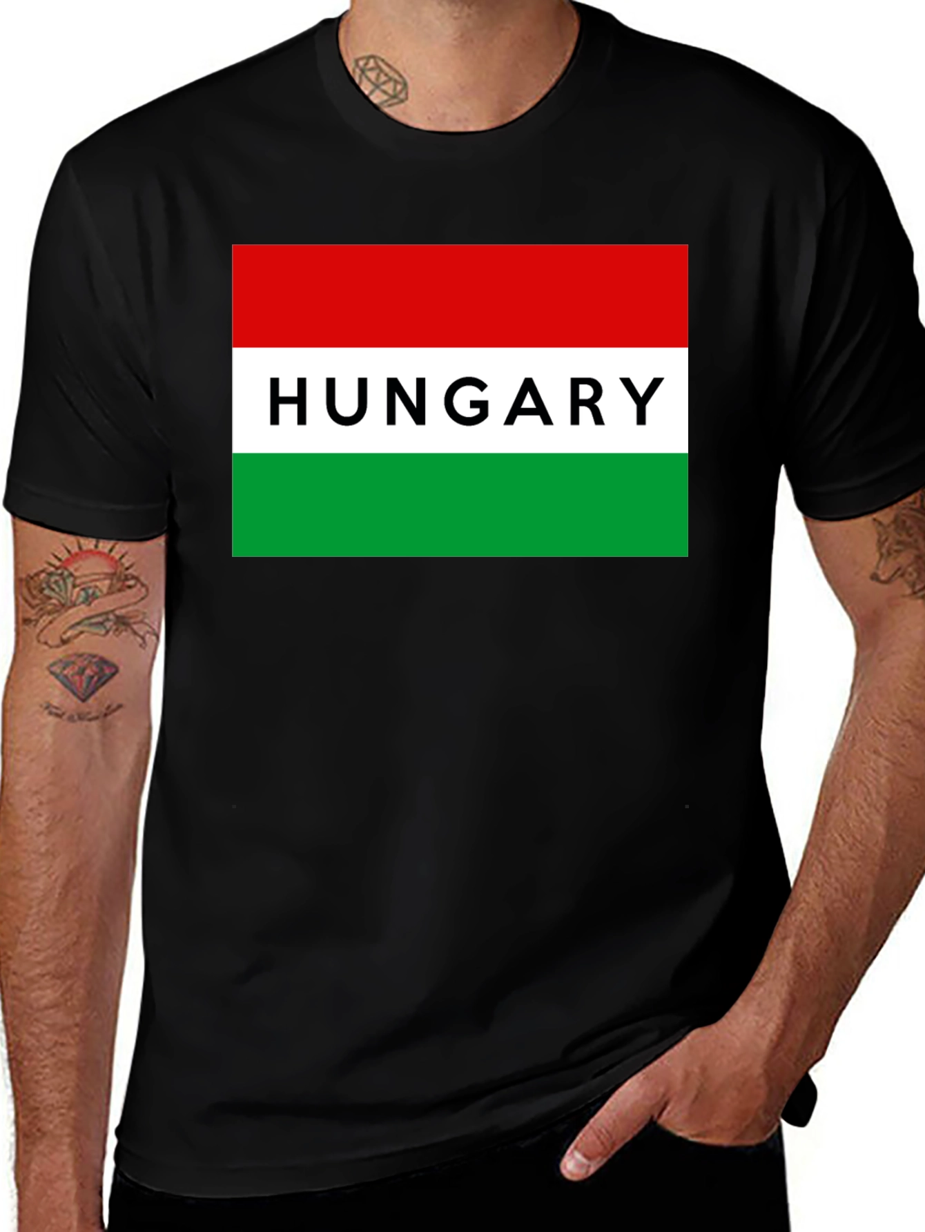 Hungary Flag T-Shirt - Black Cotton Tee