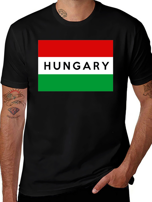 Hungary Flag T-Shirt - Black Cotton Tee