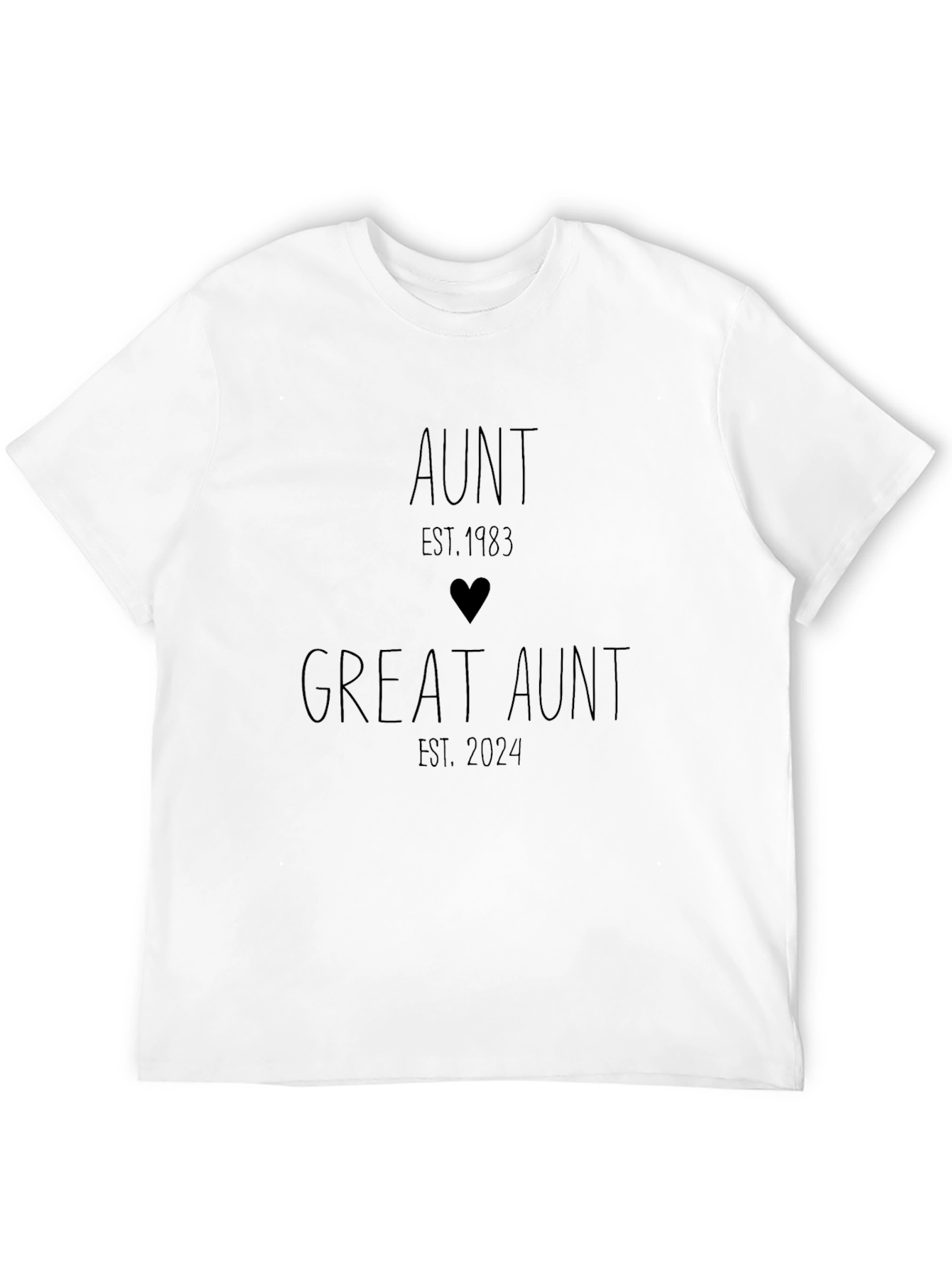 Aunt/Great Aunt Est. 1983/2024 Black T-Shirt