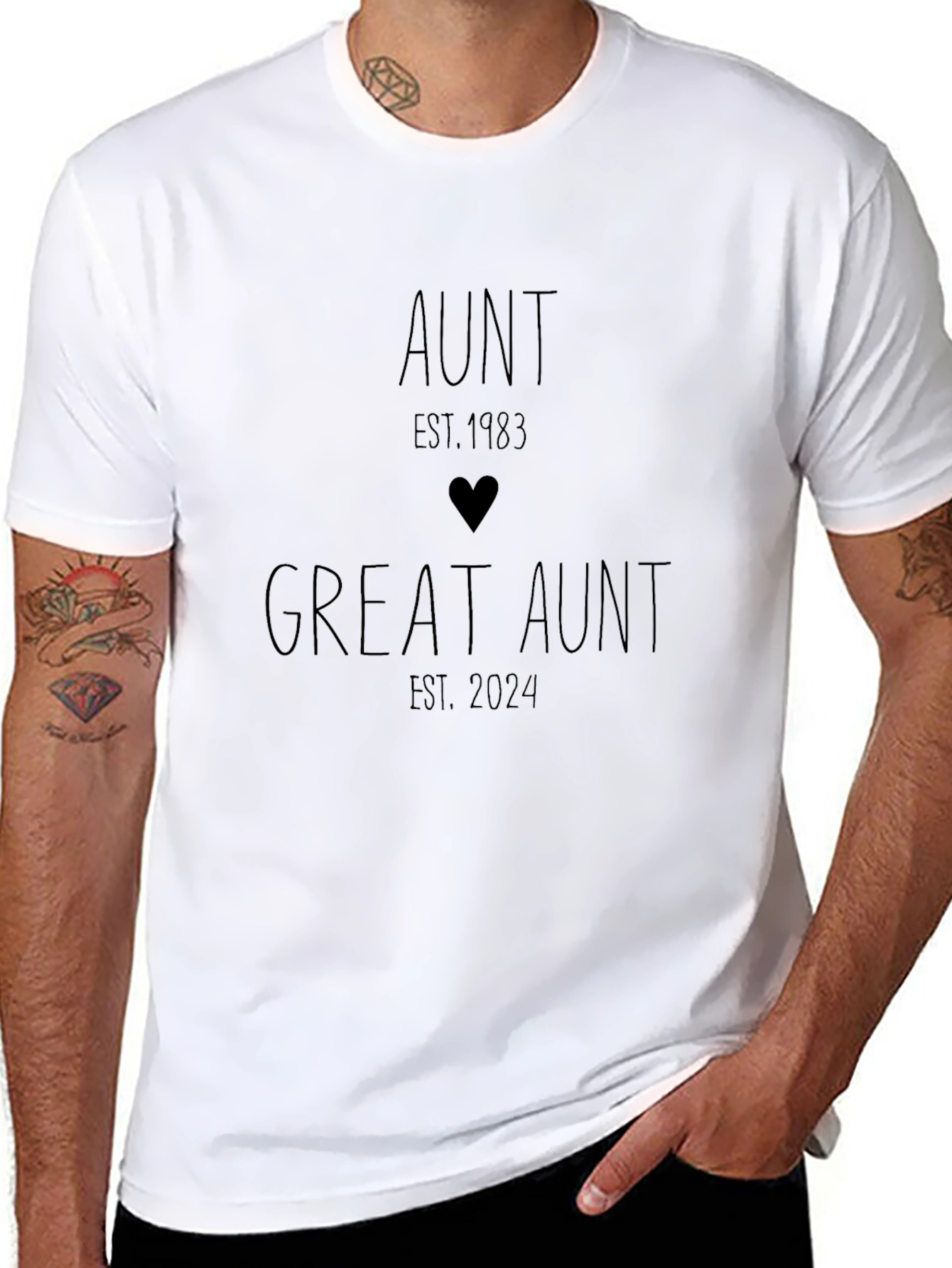 Aunt/Great Aunt Est. 1983/2024 Black T-Shirt