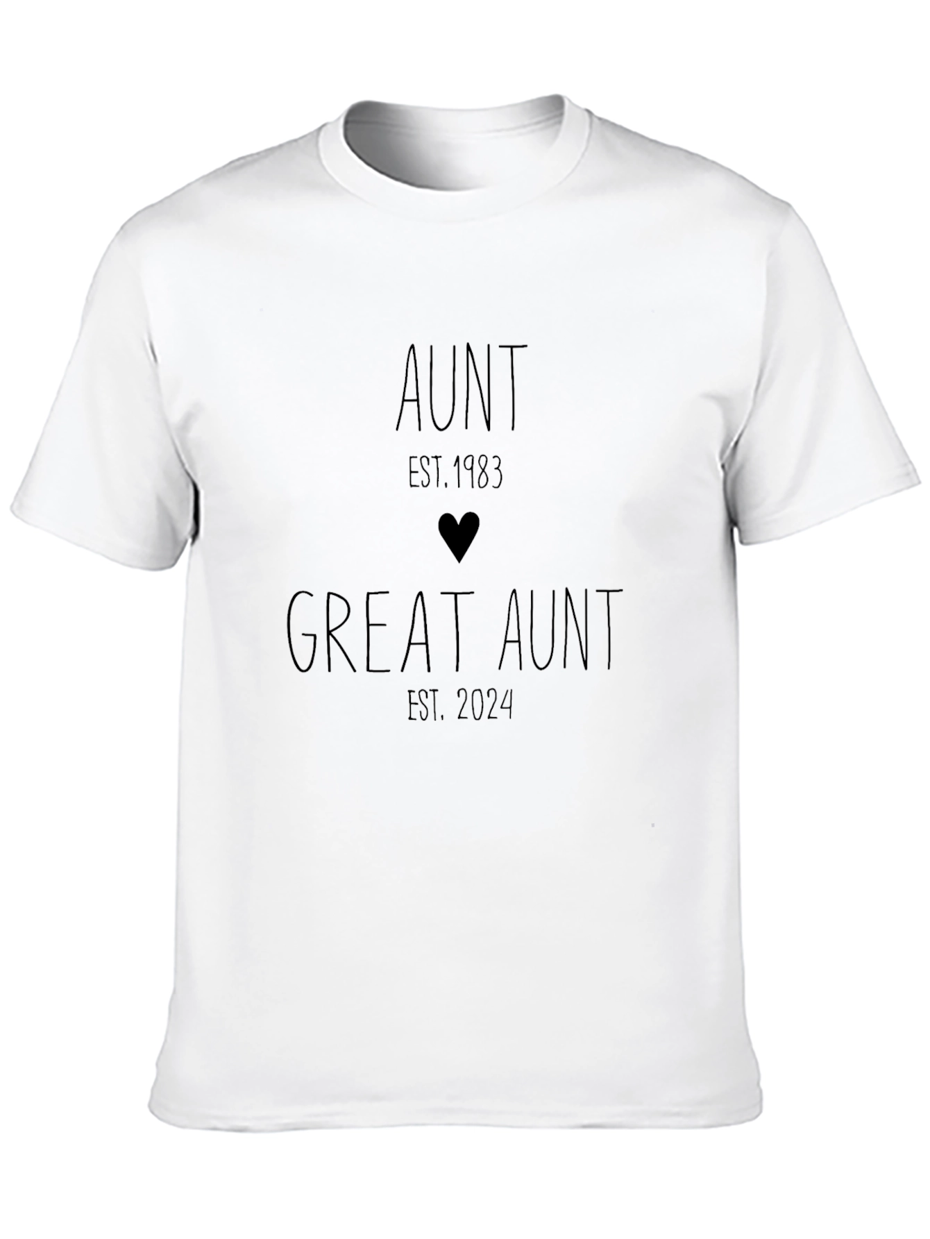Aunt/Great Aunt Est. 1983/2024 Black T-Shirt