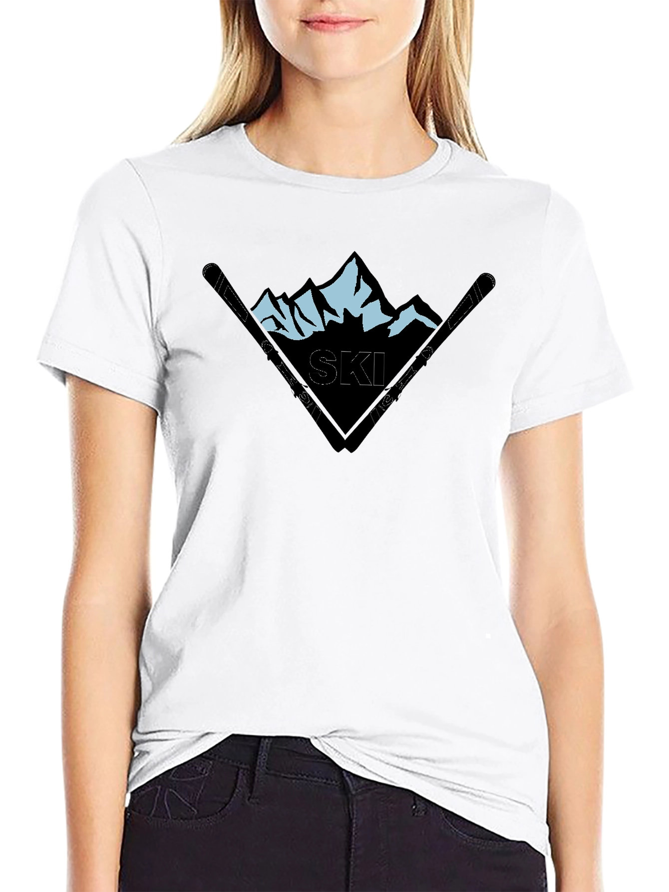 Mountain Ski Graphic Black T-Shirt