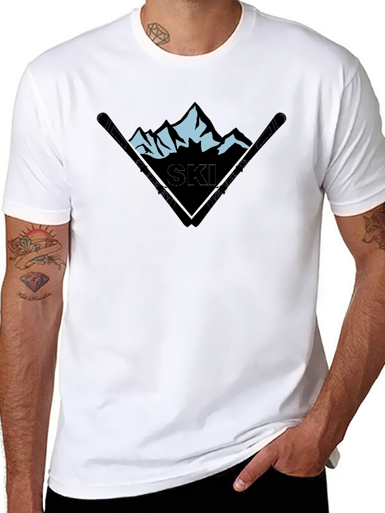 Mountain Ski Graphic Black T-Shirt