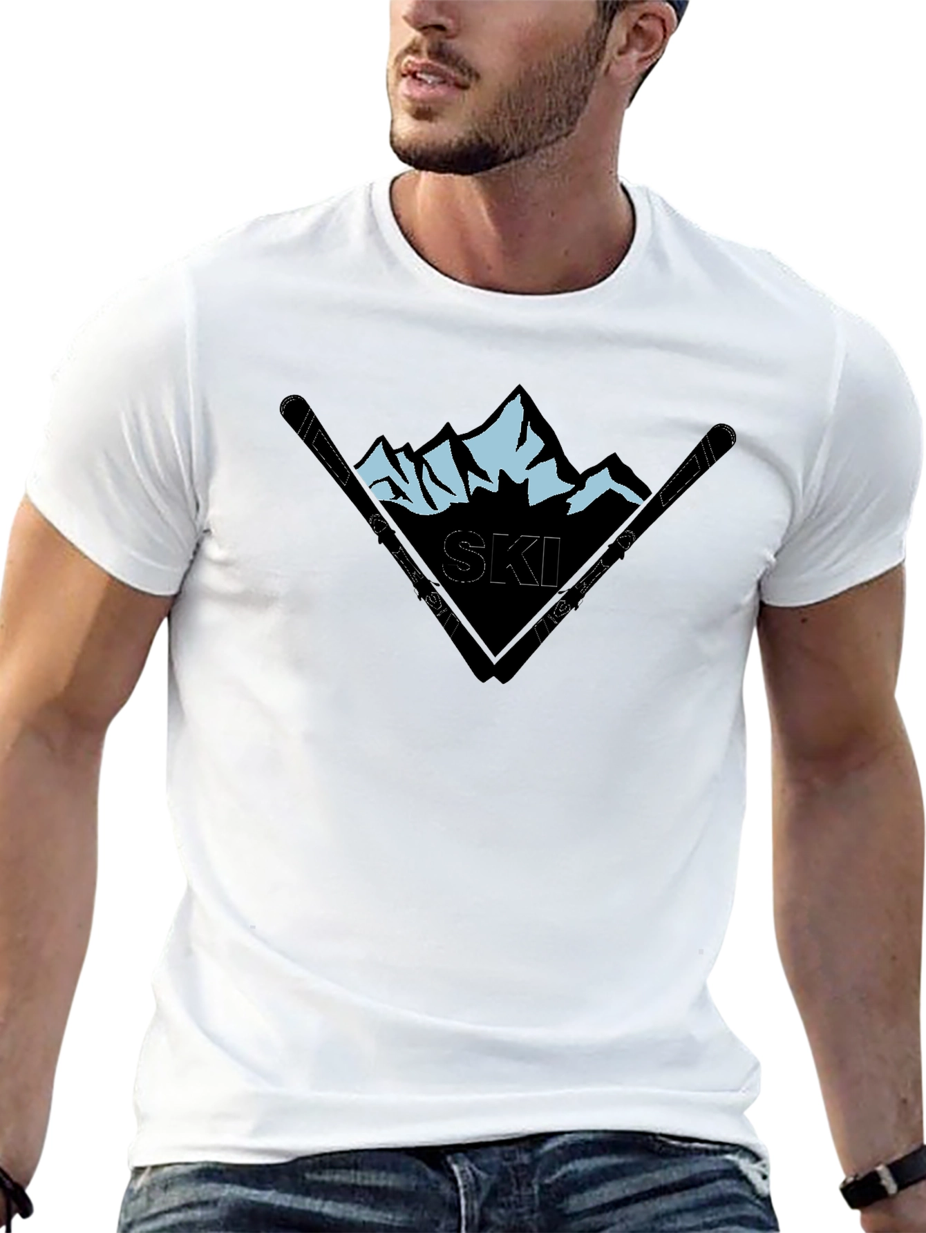 Mountain Ski Graphic Black T-Shirt