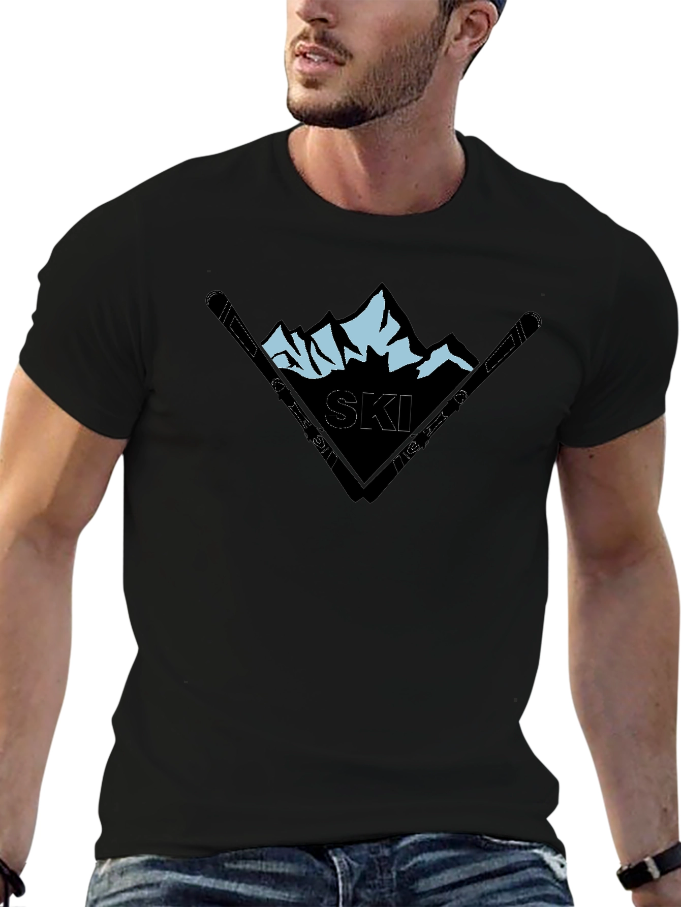Mountain Ski Graphic Black T-Shirt